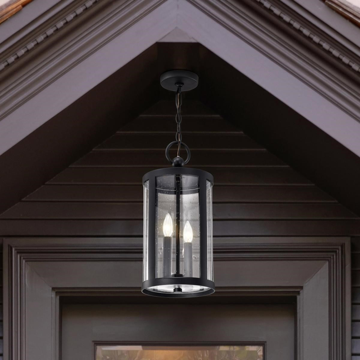 Broadstone 19" 2 Lights Outdoor Hanging Light, Matte Black Finish - Bees Lighting