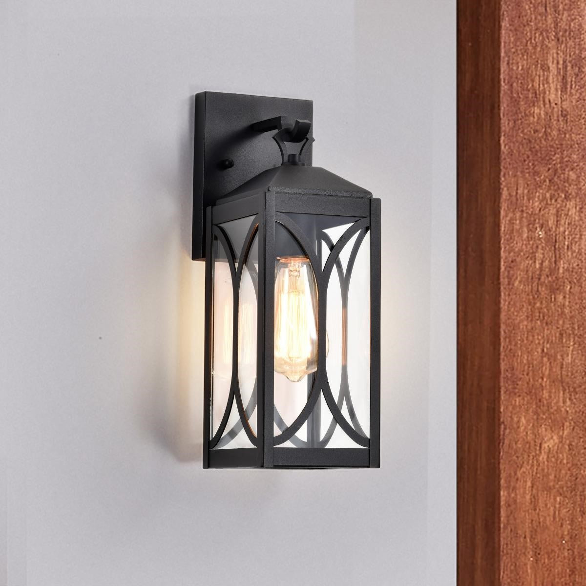 Oaklyn 1 Light Outdoor Wall Light, Matte Black Finish, Clear Glass - Bees Lighting