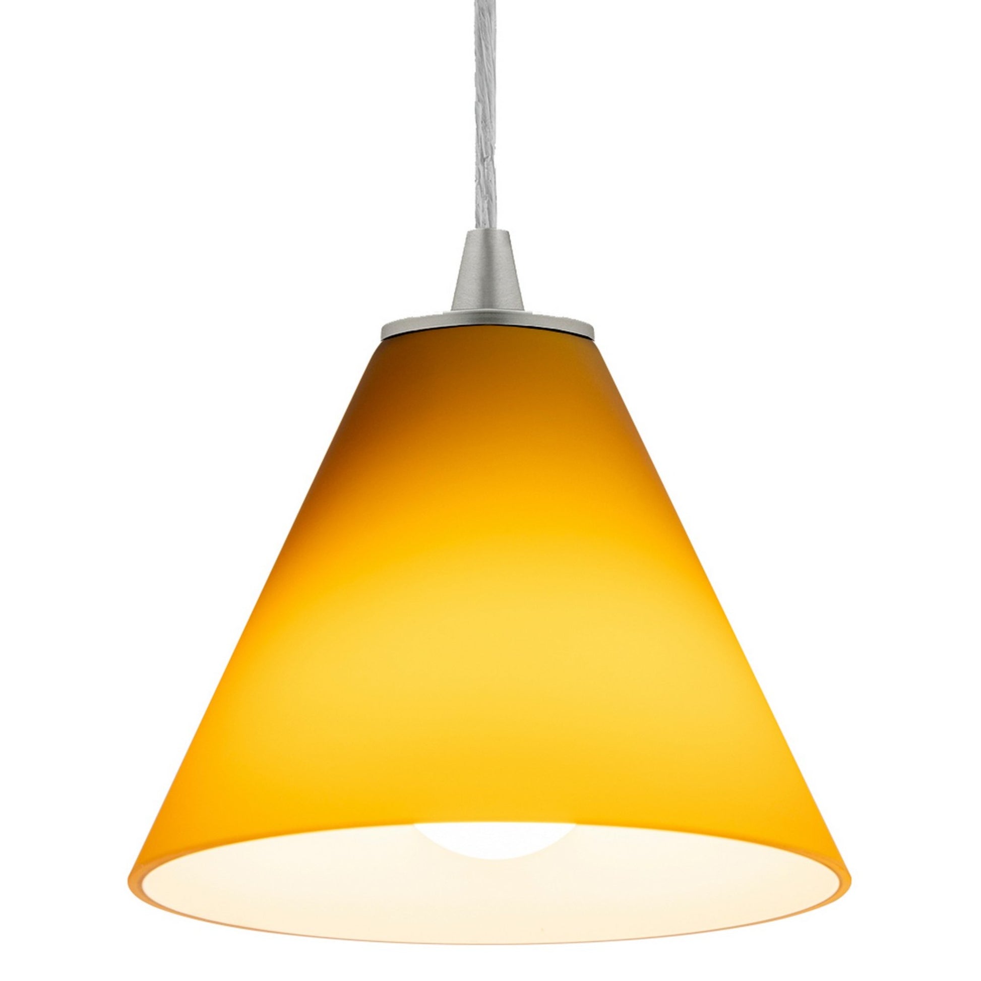 Martini 7" Pendant, Brushed Steel Finish, Amber Diffuser, Cord - Bees Lighting