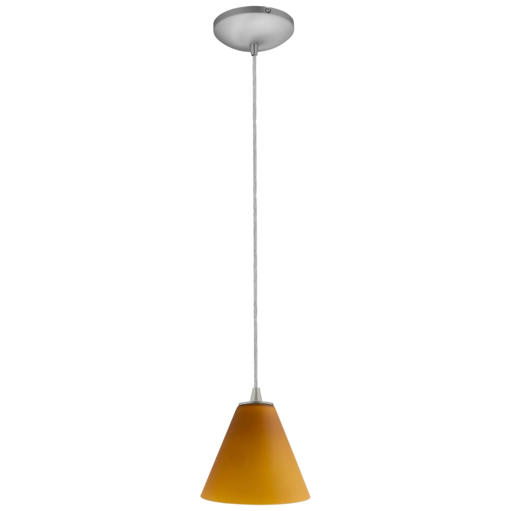 Martini 7" Pendant, Brushed Steel Finish, Amber Diffuser, Cord - Bees Lighting