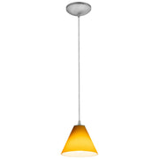 Martini 7" Pendant, Brushed Steel Finish, Amber Diffuser, Cord - Bees Lighting