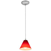 Martini 7" Pendant, Brushed Steel Finish, Red Diffuser, Cord - Bees Lighting