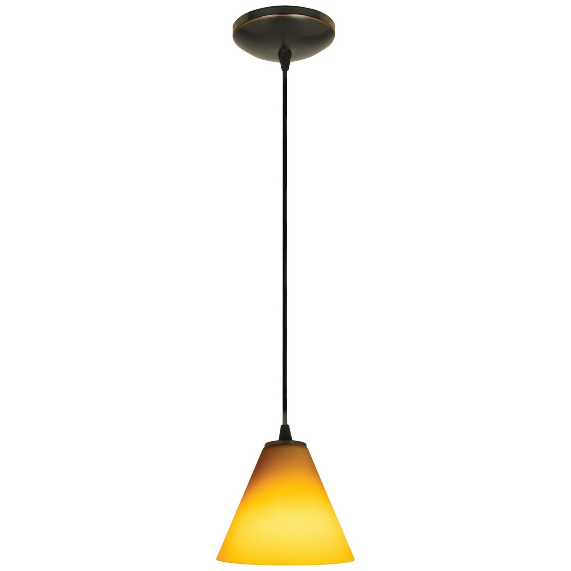 Martini 7" Pendant, Oil Rubbed Bronze Finish, Amber Diffuser, Cord - Bees Lighting