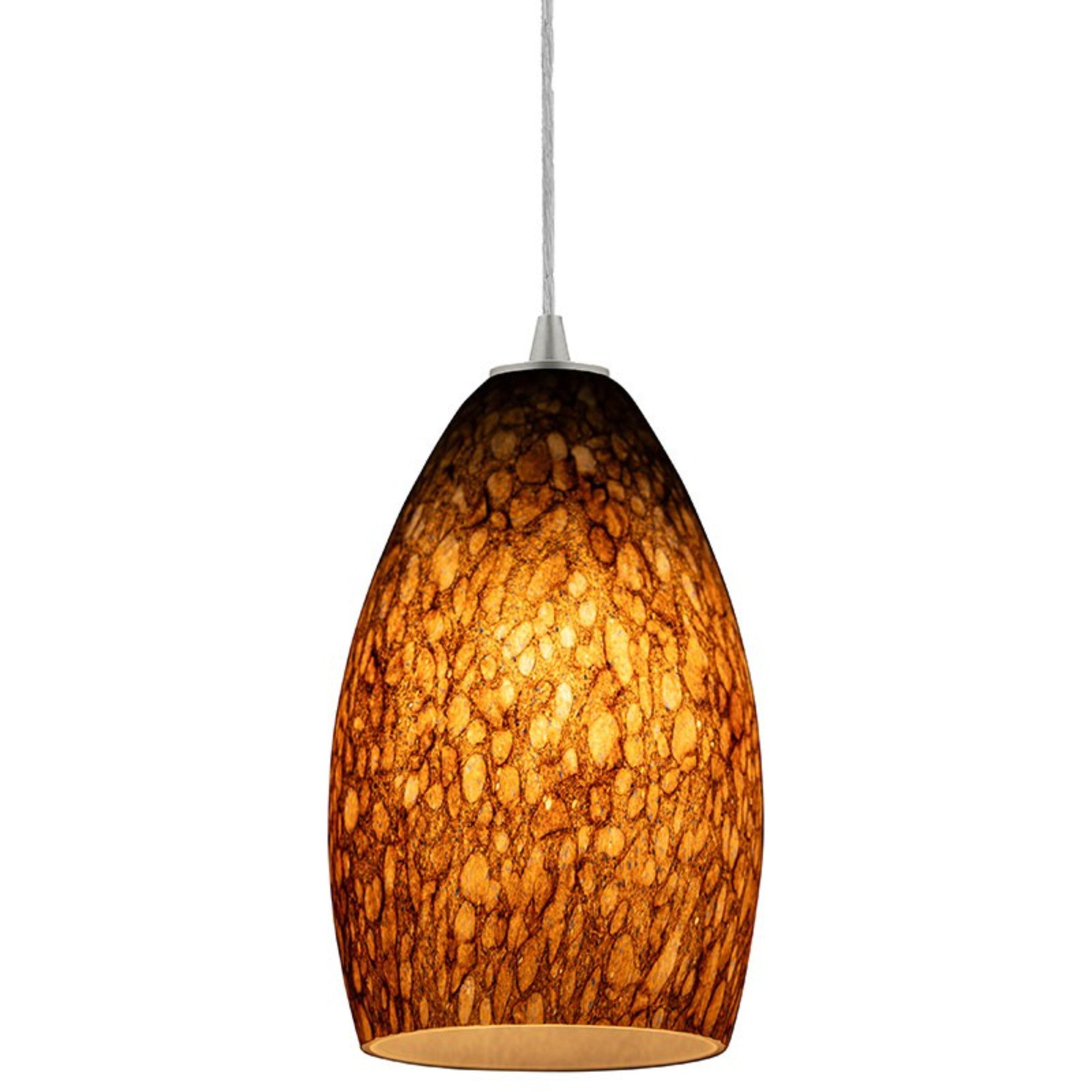Champagne 9" Pendant, Brushed Steel Finish, Brown Stone Diffuser, Cord