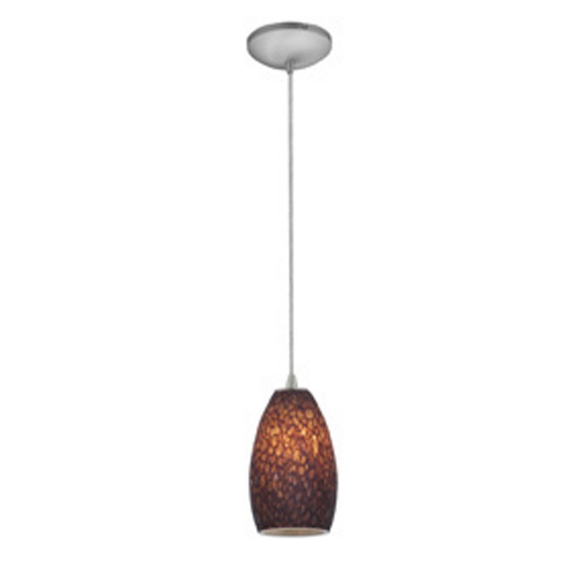 Champagne 9" Pendant, Brushed Steel Finish, Brown Stone Diffuser, Cord