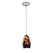 Champagne 9" Pendant, Brushed Steel Finish, Inca Diffuser, Cord - Bees Lighting