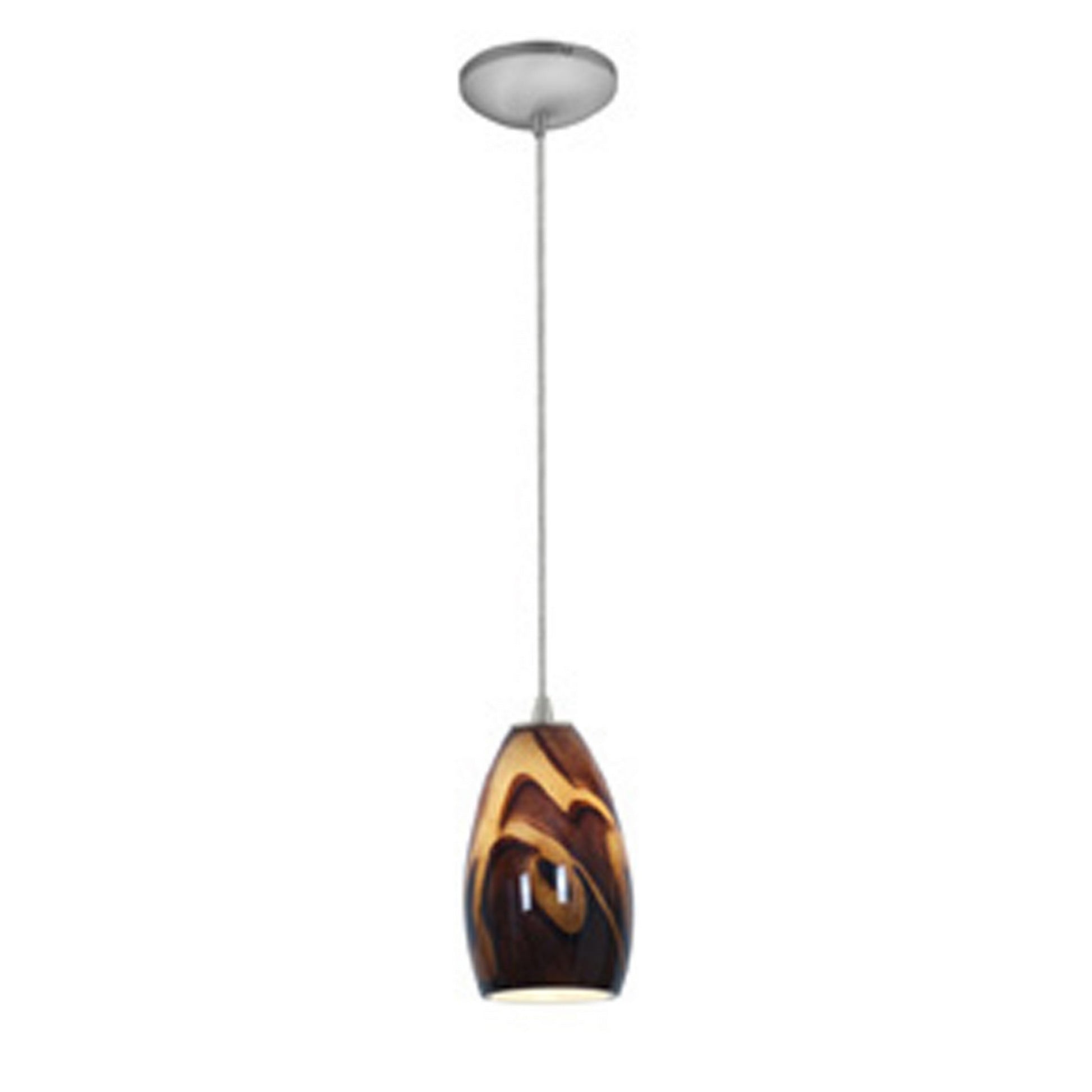 Champagne 9" Pendant, Brushed Steel Finish, Inca Diffuser, Cord - Bees Lighting