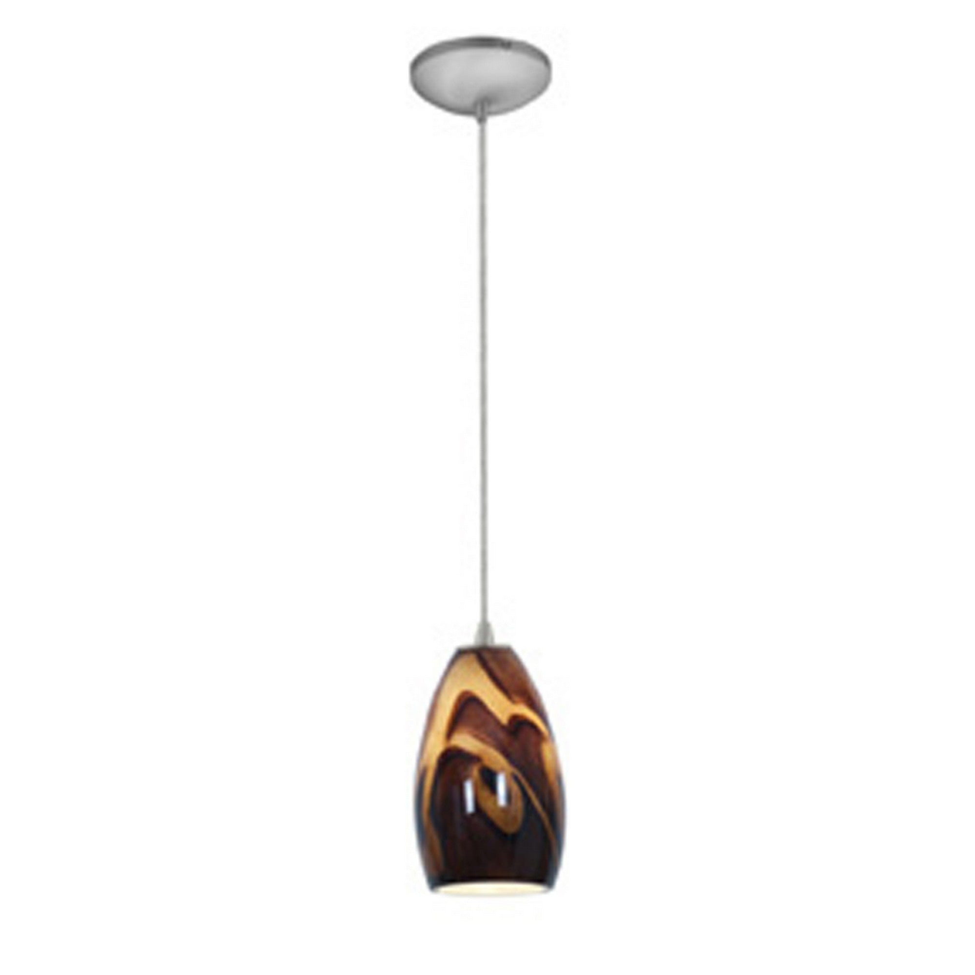 Champagne 9" Pendant, Brushed Steel Finish, Inca Diffuser, Cord - Bees Lighting