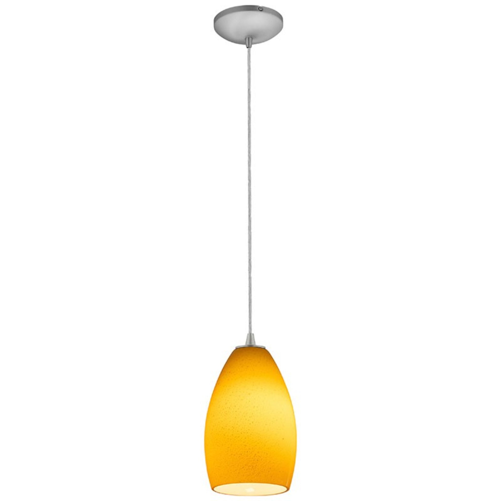 Champagne 9" Pendant, Brushed Steel Finish, Maya Diffuser, Cord - Bees Lighting