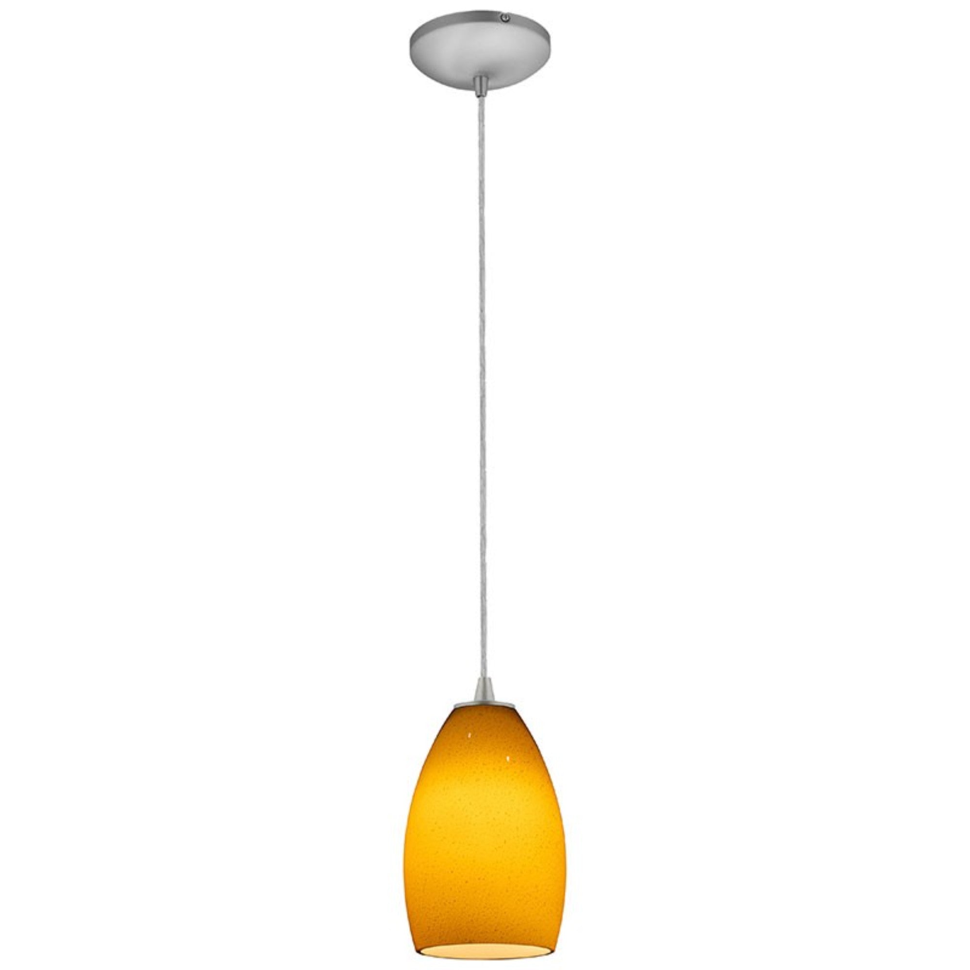 Champagne 9" Pendant, Brushed Steel Finish, Maya Diffuser, Cord - Bees Lighting