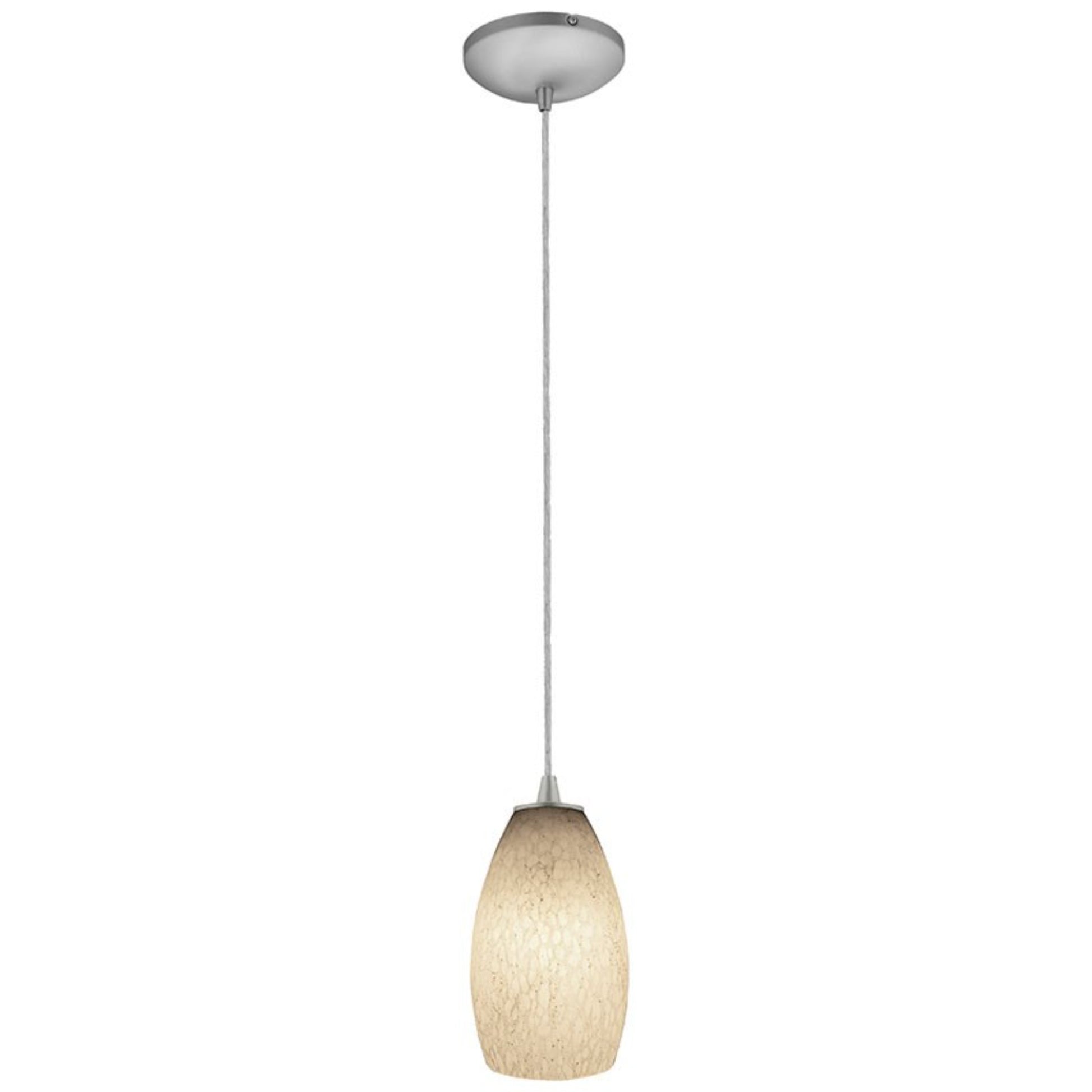 Champagne 9" Pendant, Brushed Steel Finish, White Stone Diffuser, Cord - Bees Lighting