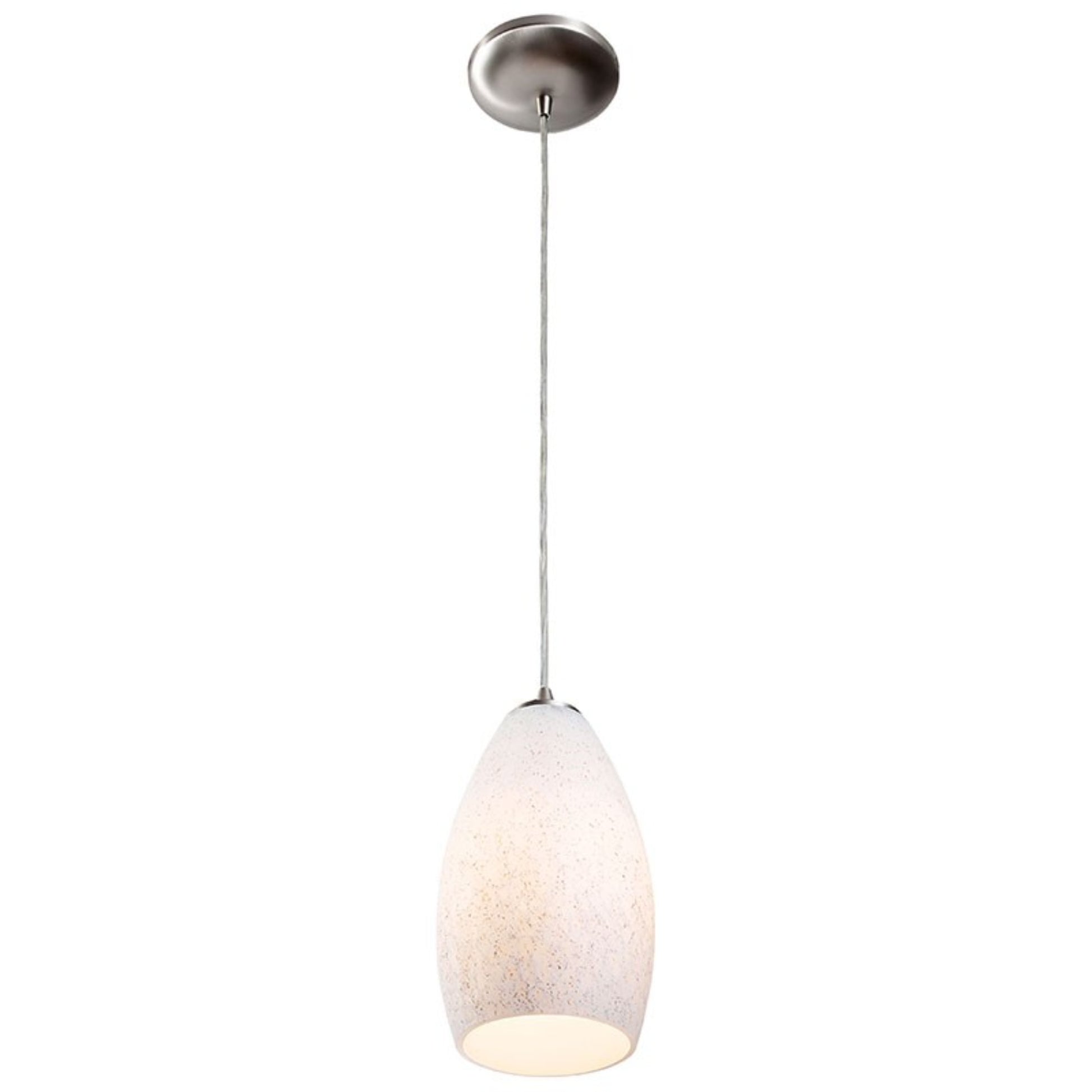 Champagne 9" Pendant, Brushed Steel Finish, White Stone Diffuser, Cord - Bees Lighting