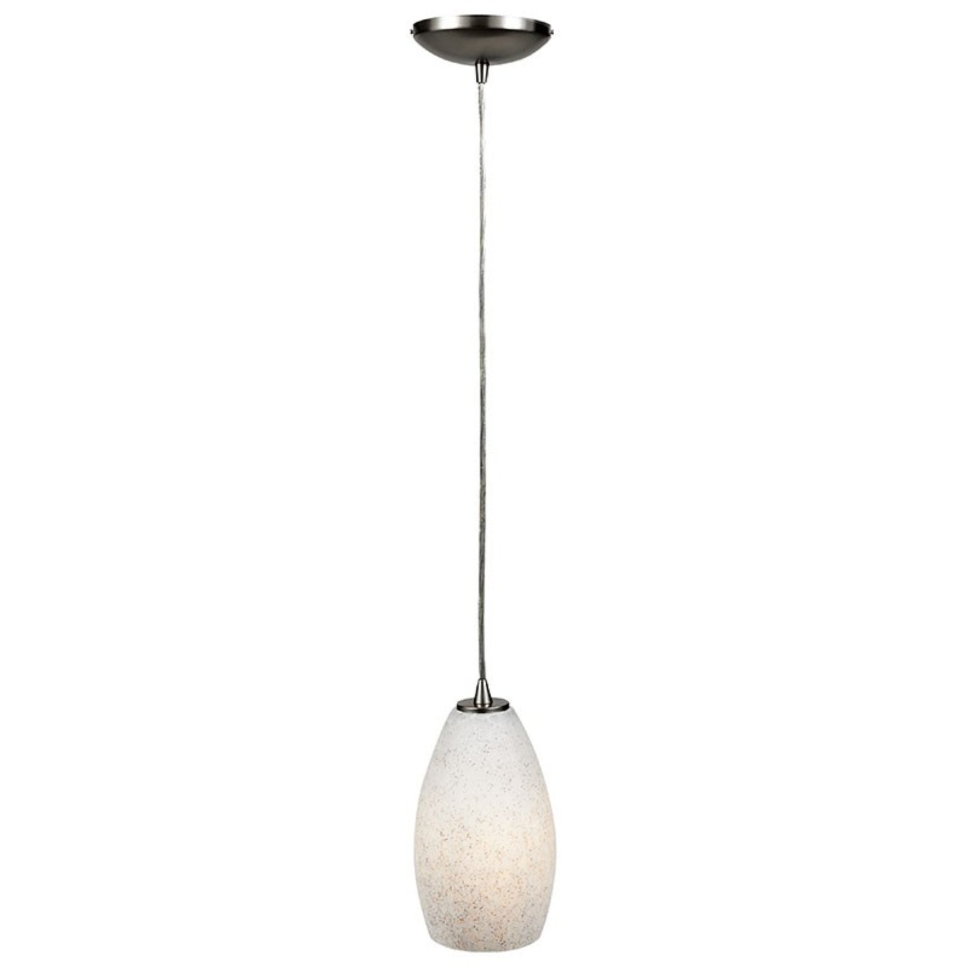 Champagne 9" Pendant, Brushed Steel Finish, White Stone Diffuser, Cord - Bees Lighting