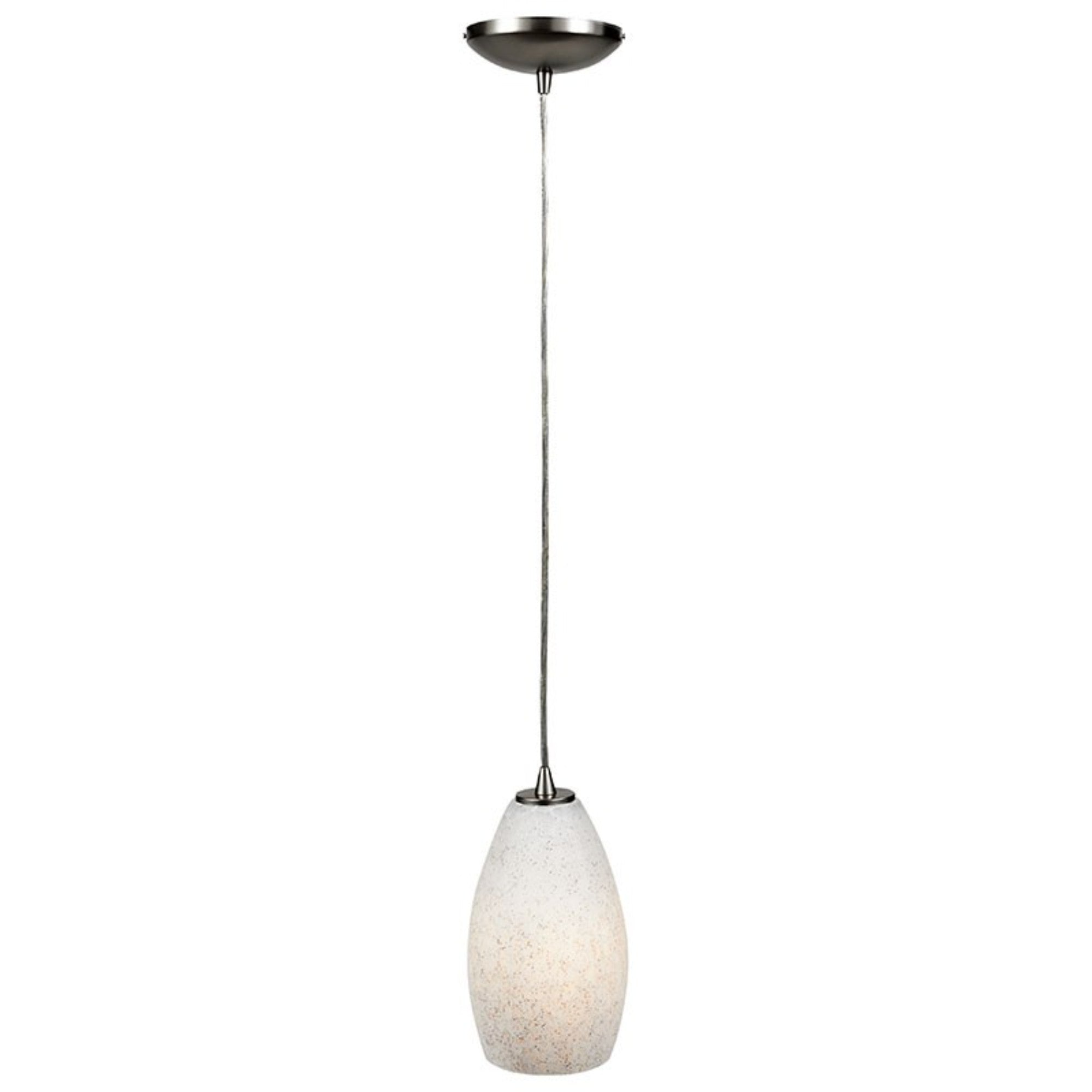 Champagne 9" Pendant, Brushed Steel Finish, White Stone Diffuser, Cord - Bees Lighting