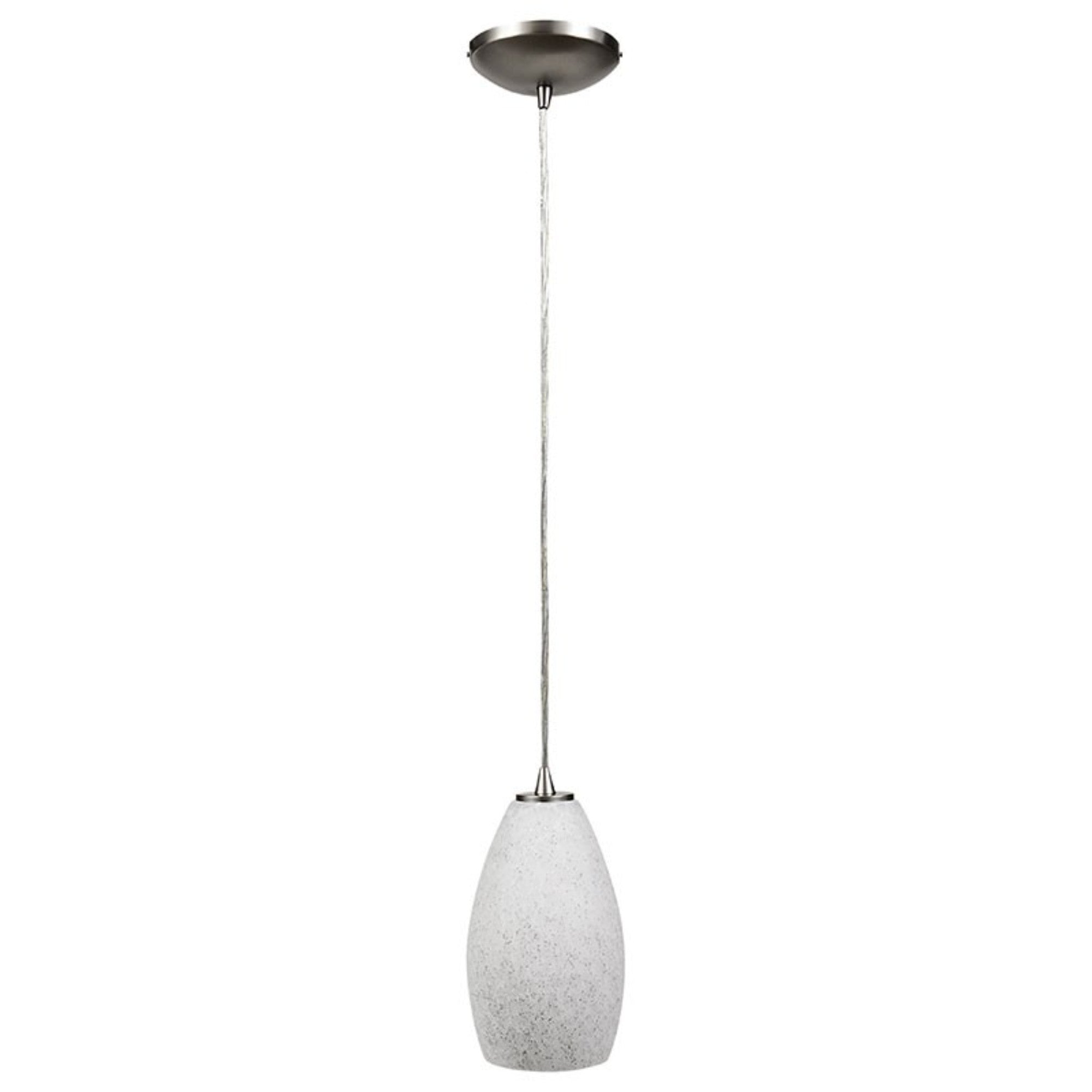 Champagne 9" Pendant, Brushed Steel Finish, White Stone Diffuser, Cord - Bees Lighting