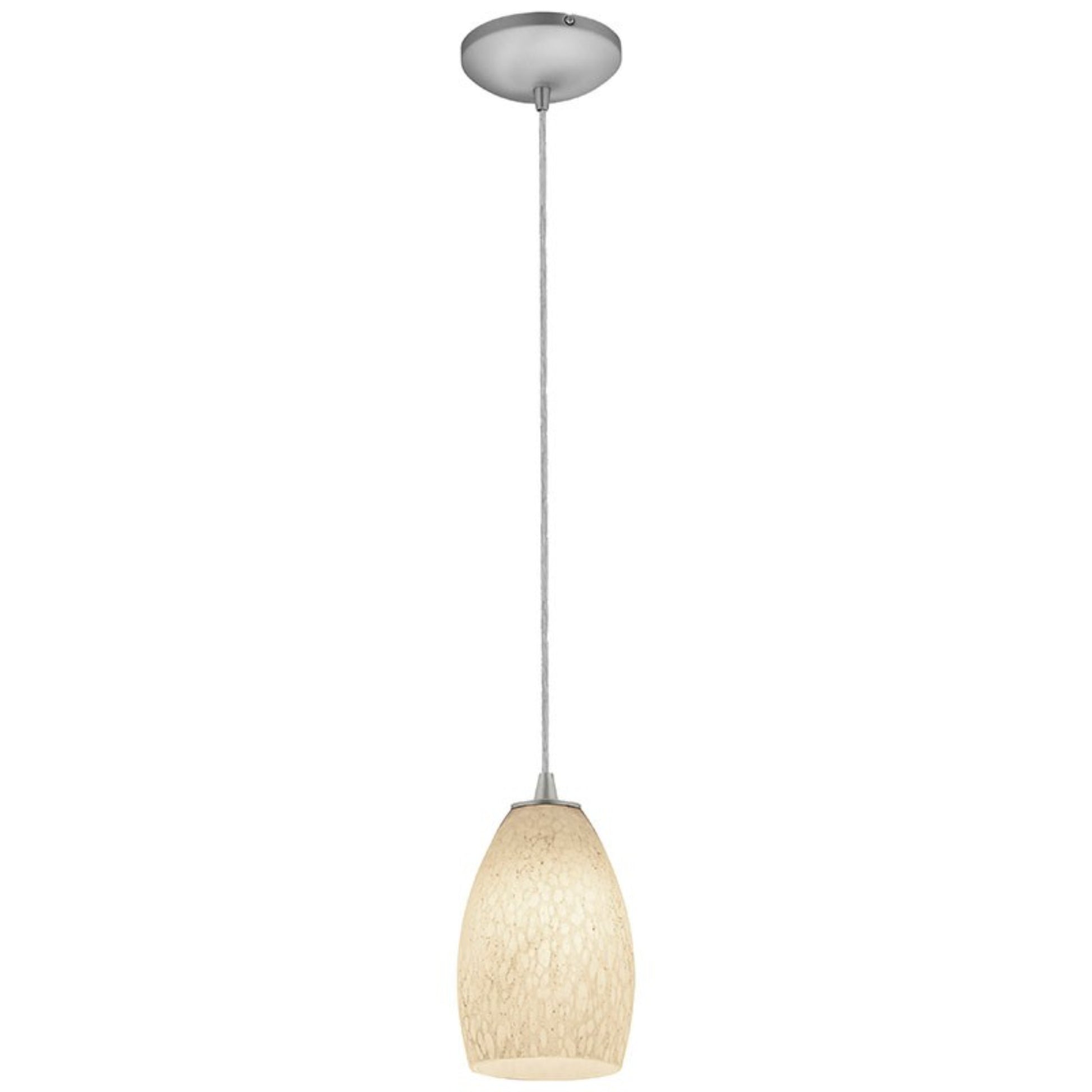 Champagne 9" Pendant, Brushed Steel Finish, White Stone Diffuser, Cord - Bees Lighting