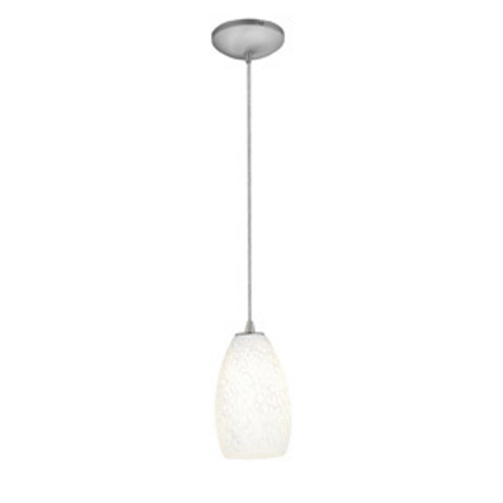 Champagne 9" Pendant, Brushed Steel Finish, White Stone Diffuser, Cord - Bees Lighting