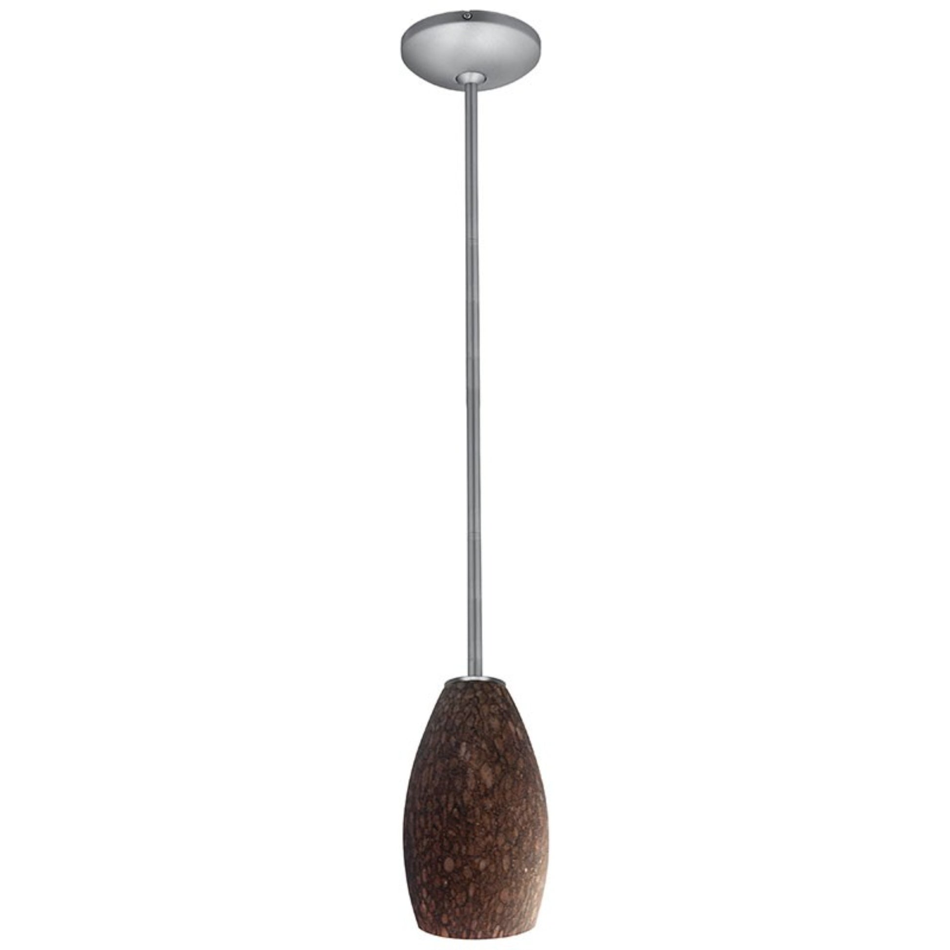 Champagne 9" Pendant, Brushed Steel Finish, Brown Stone Diffuser, Rod - Bees Lighting