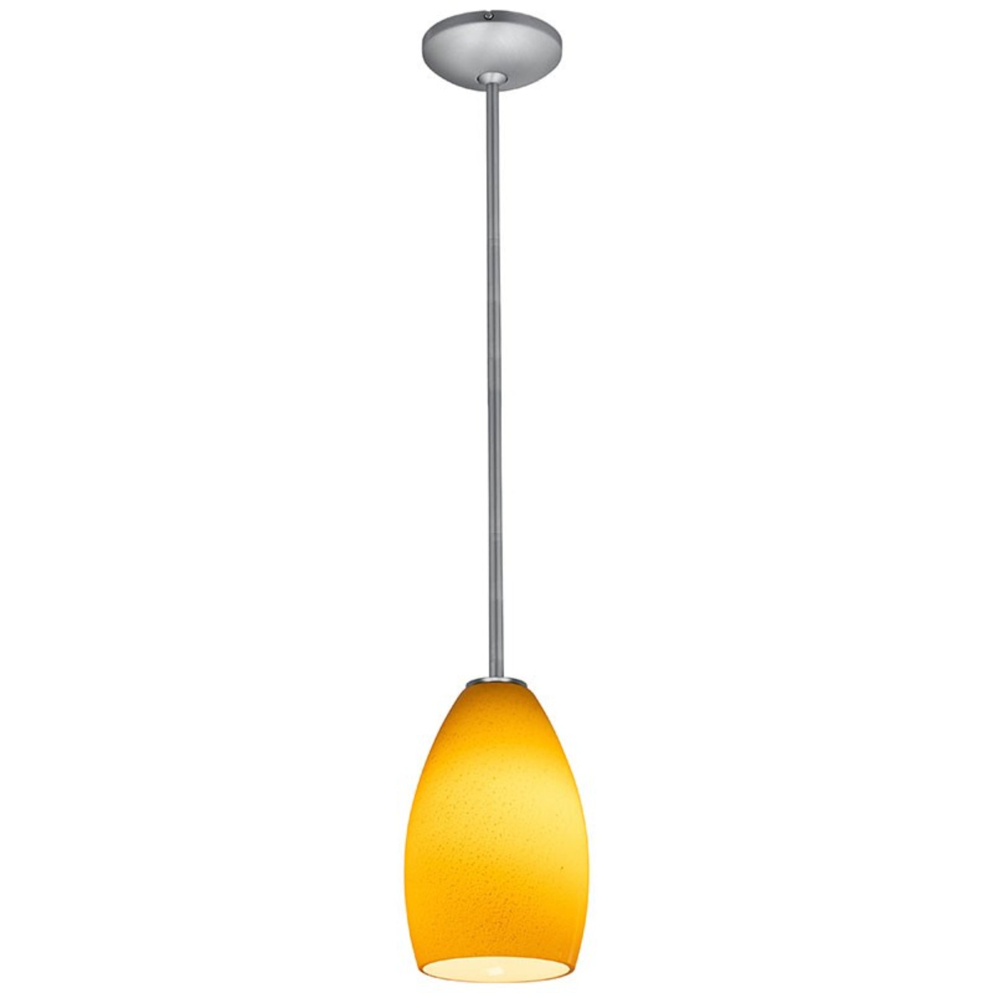 Champagne 9" Pendant, Brushed Steel Finish, Maya Diffuser, Rod - Bees Lighting