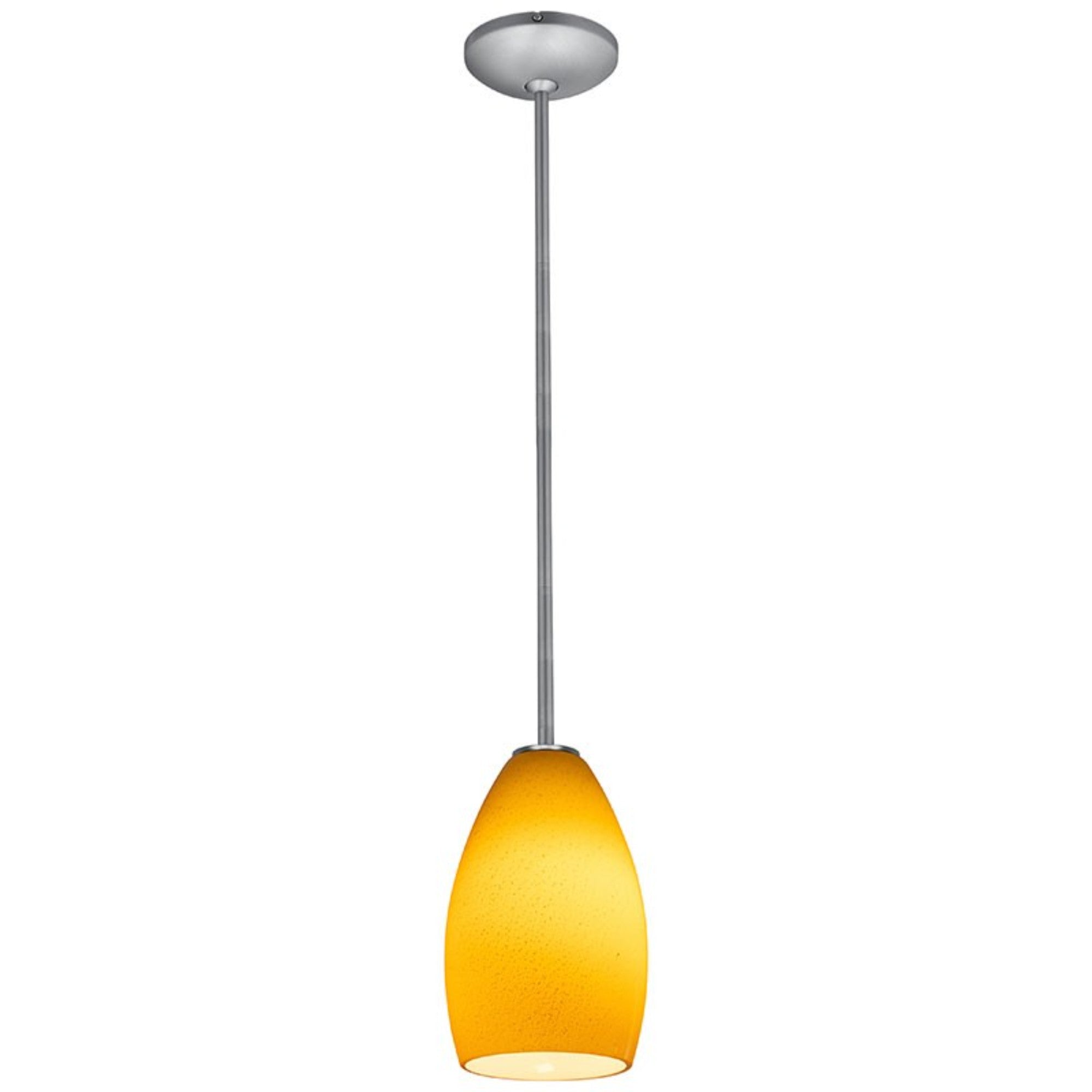 Champagne 9" Pendant, Brushed Steel Finish, Maya Diffuser, Rod