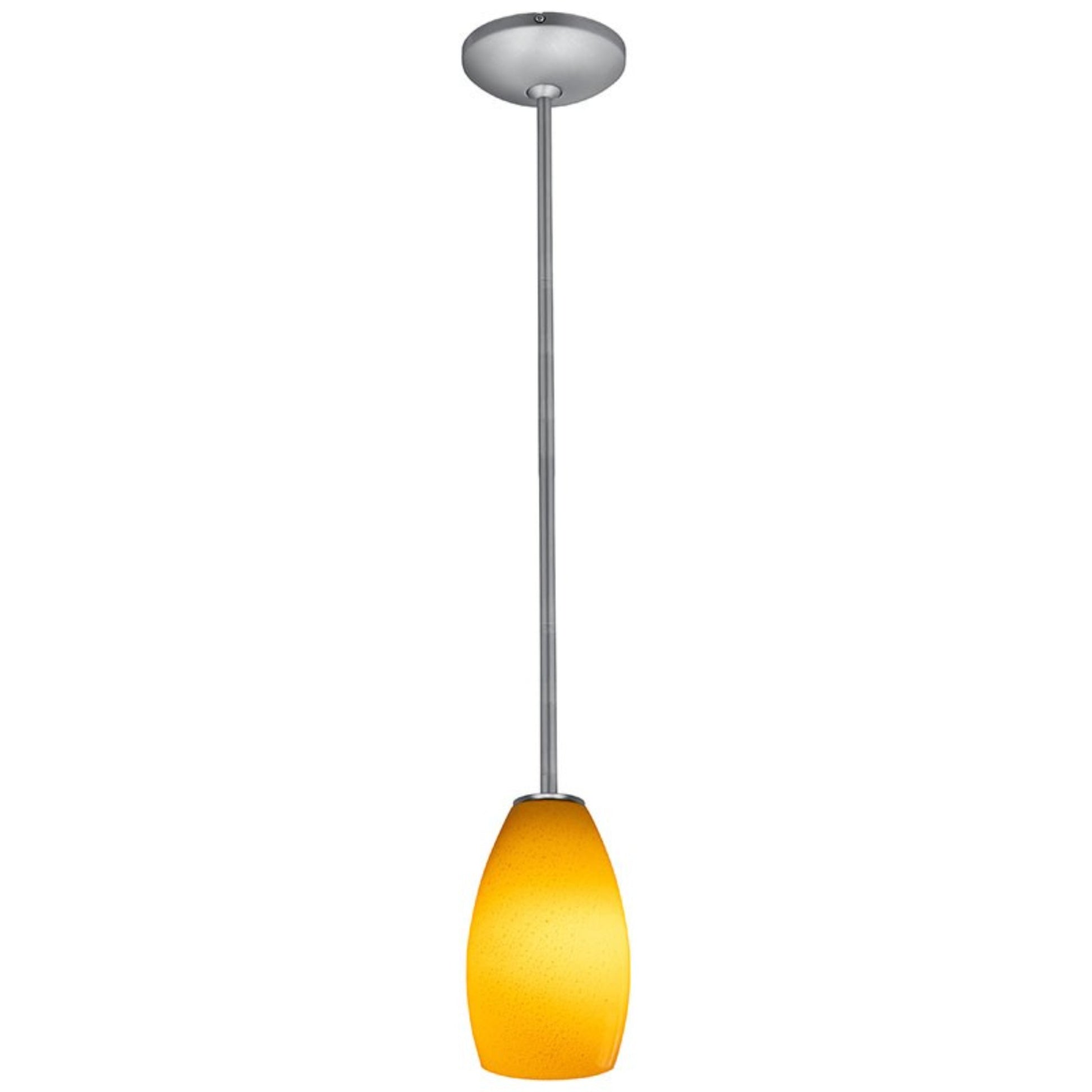 Champagne 9" Pendant, Brushed Steel Finish, Maya Diffuser, Rod - Bees Lighting