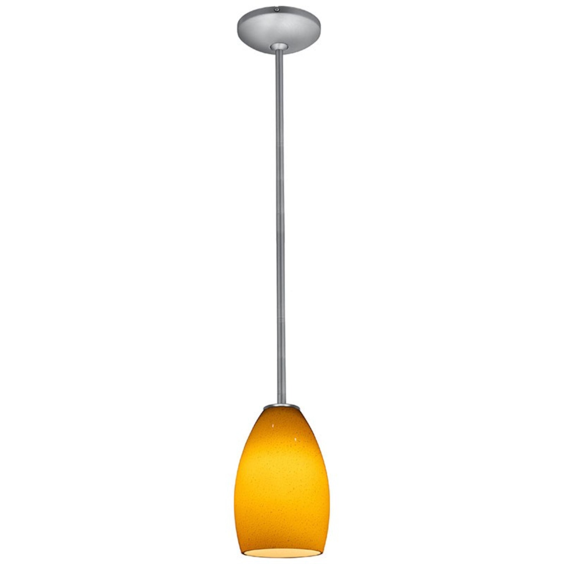 Champagne 9" Pendant, Brushed Steel Finish, Maya Diffuser, Rod - Bees Lighting