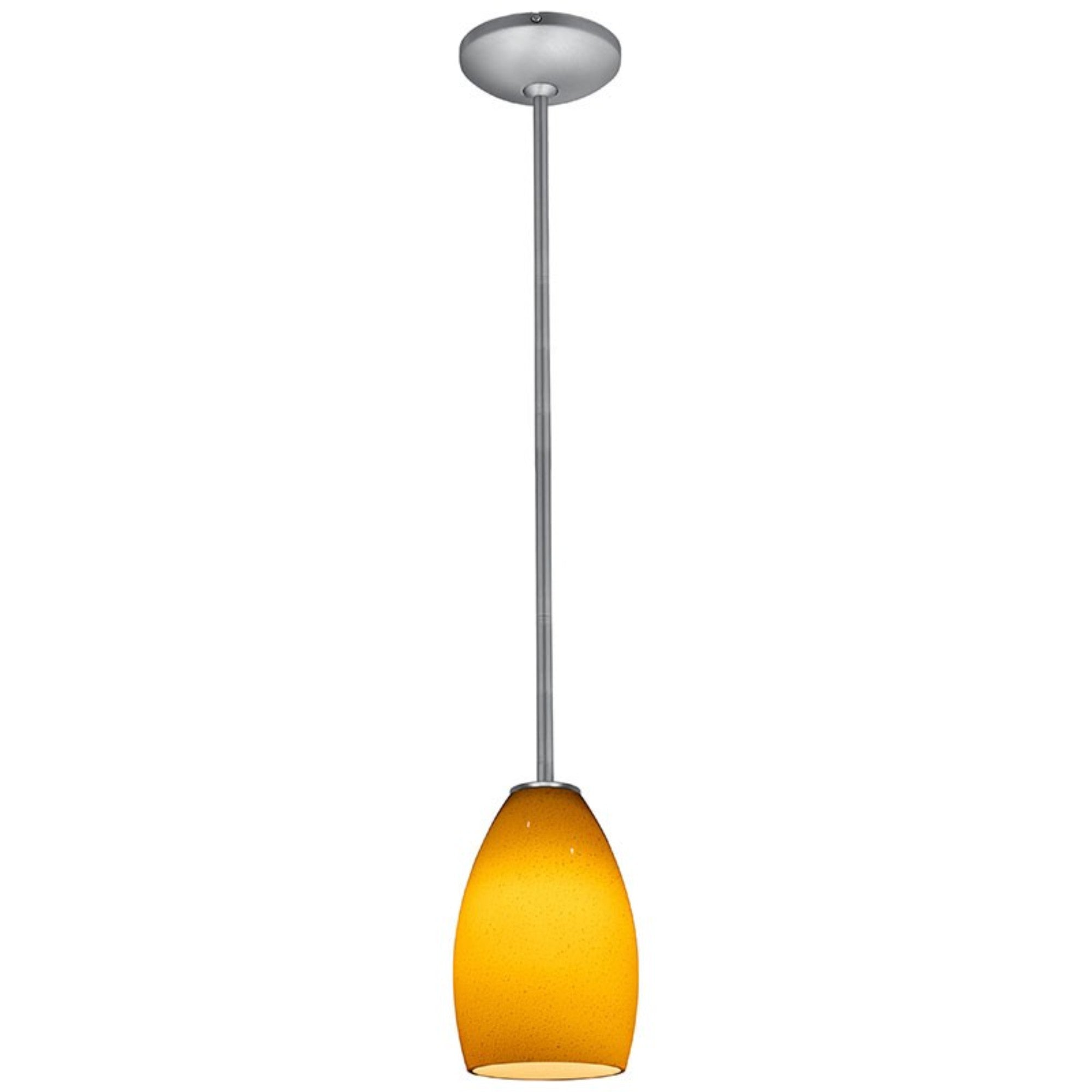 Champagne 9" Pendant, Brushed Steel Finish, Maya Diffuser, Rod - Bees Lighting