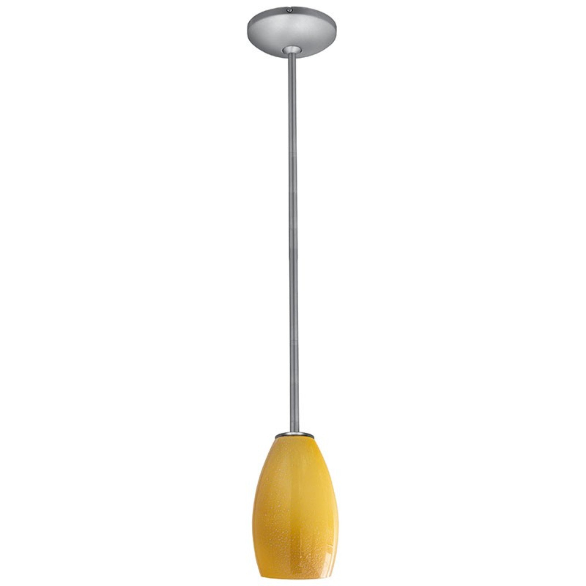 Champagne 9" Pendant, Brushed Steel Finish, Maya Diffuser, Rod - Bees Lighting