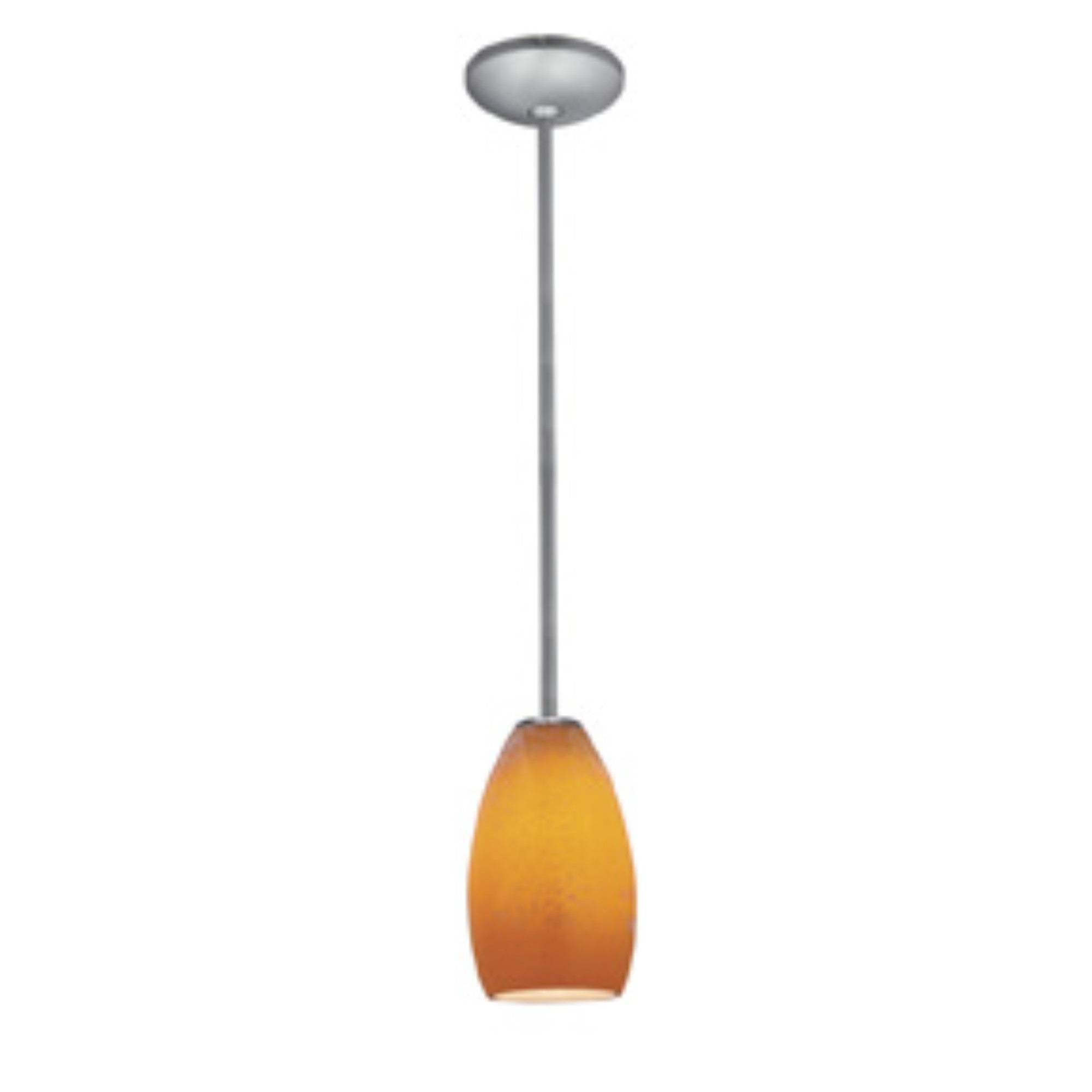 Champagne 9" Pendant, Brushed Steel Finish, Maya Diffuser, Rod