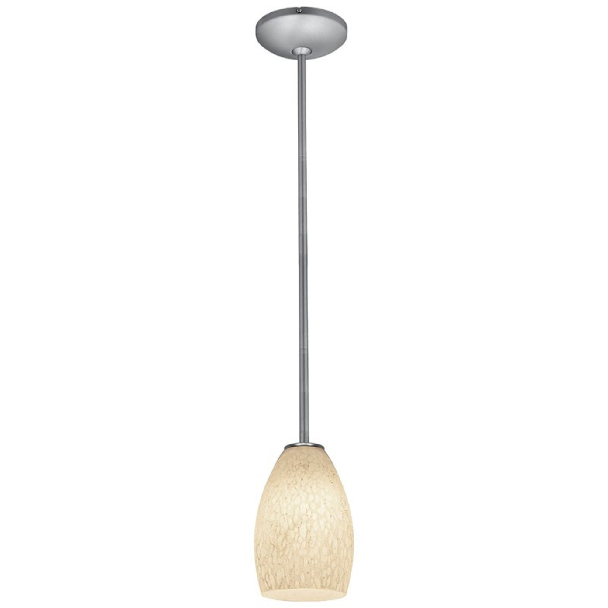 Champagne 9" Pendant, Brushed Steel Finish, White Stone Diffuser, Rod - Bees Lighting