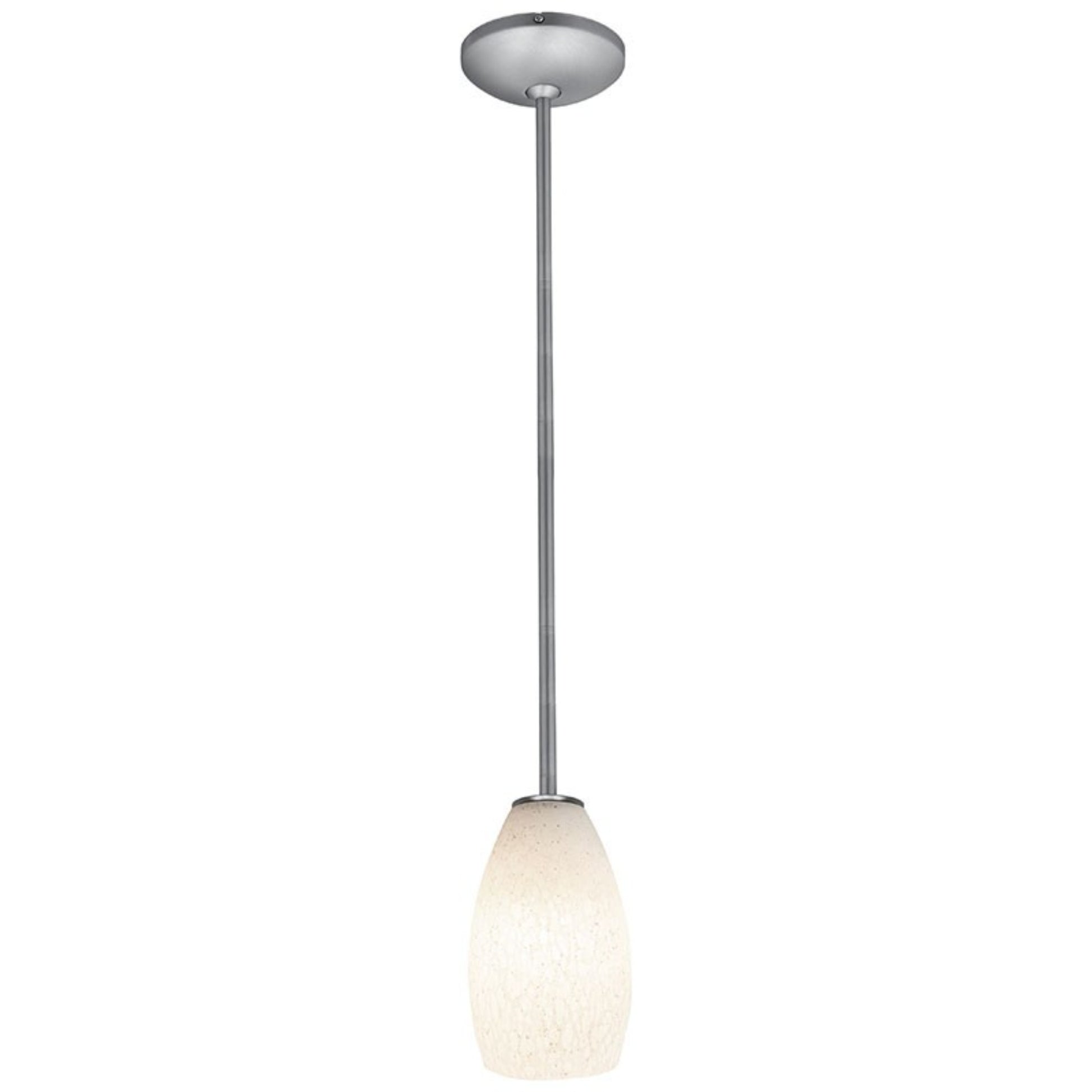 Champagne 9" Pendant, Brushed Steel Finish, White Stone Diffuser, Rod - Bees Lighting