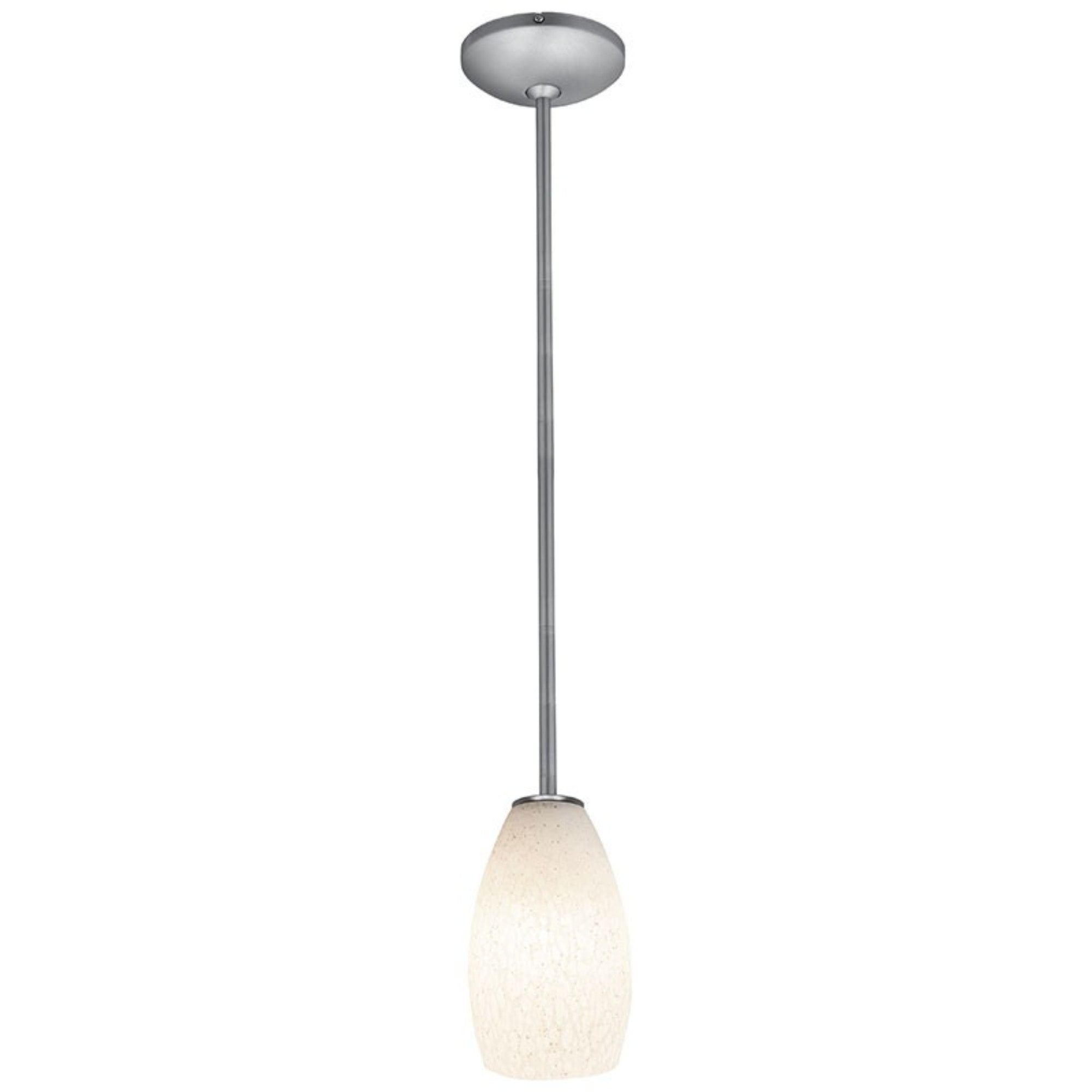 Champagne 9" Pendant, Brushed Steel Finish, White Stone Diffuser, Rod - Bees Lighting