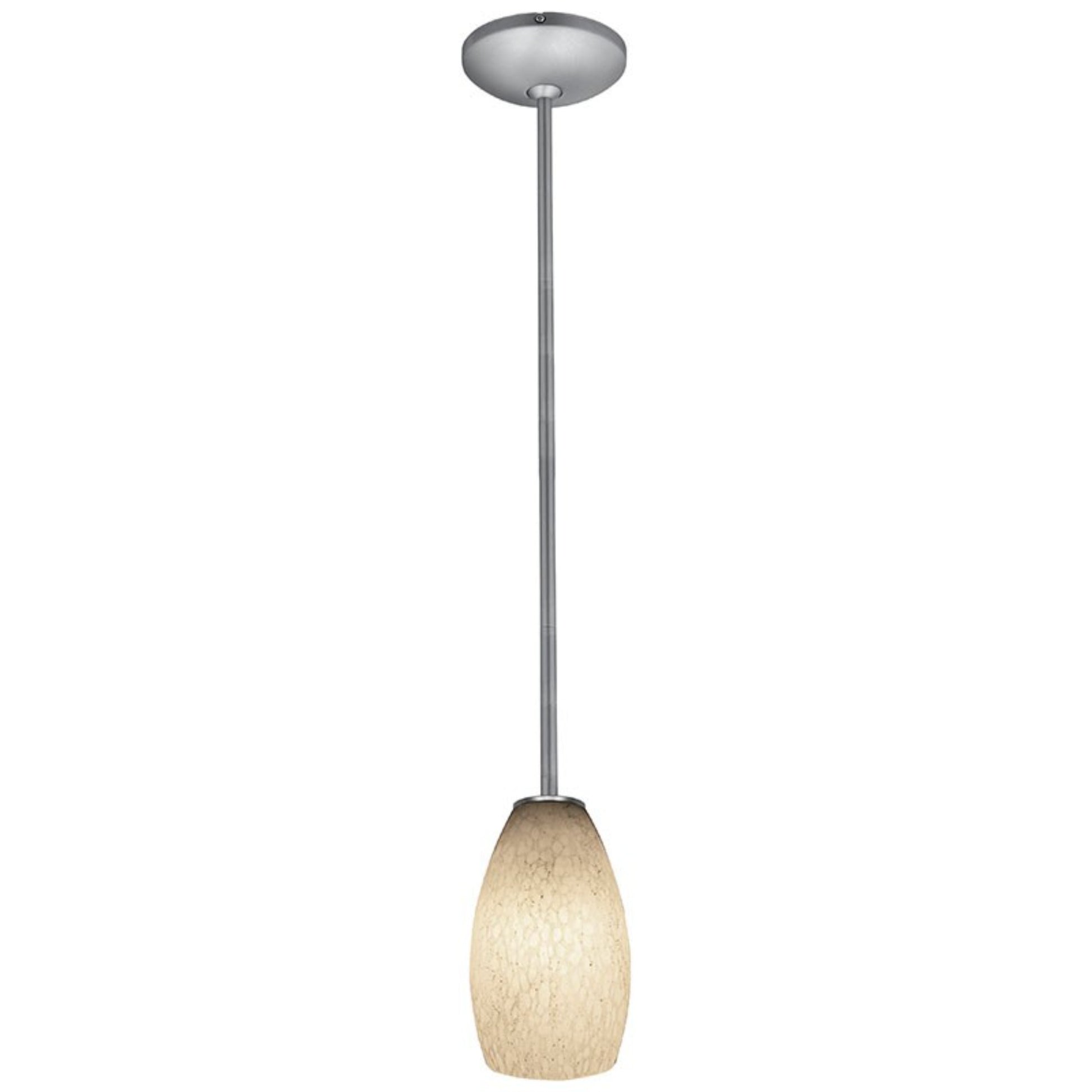 Champagne 9" Pendant, Brushed Steel Finish, White Stone Diffuser, Rod - Bees Lighting