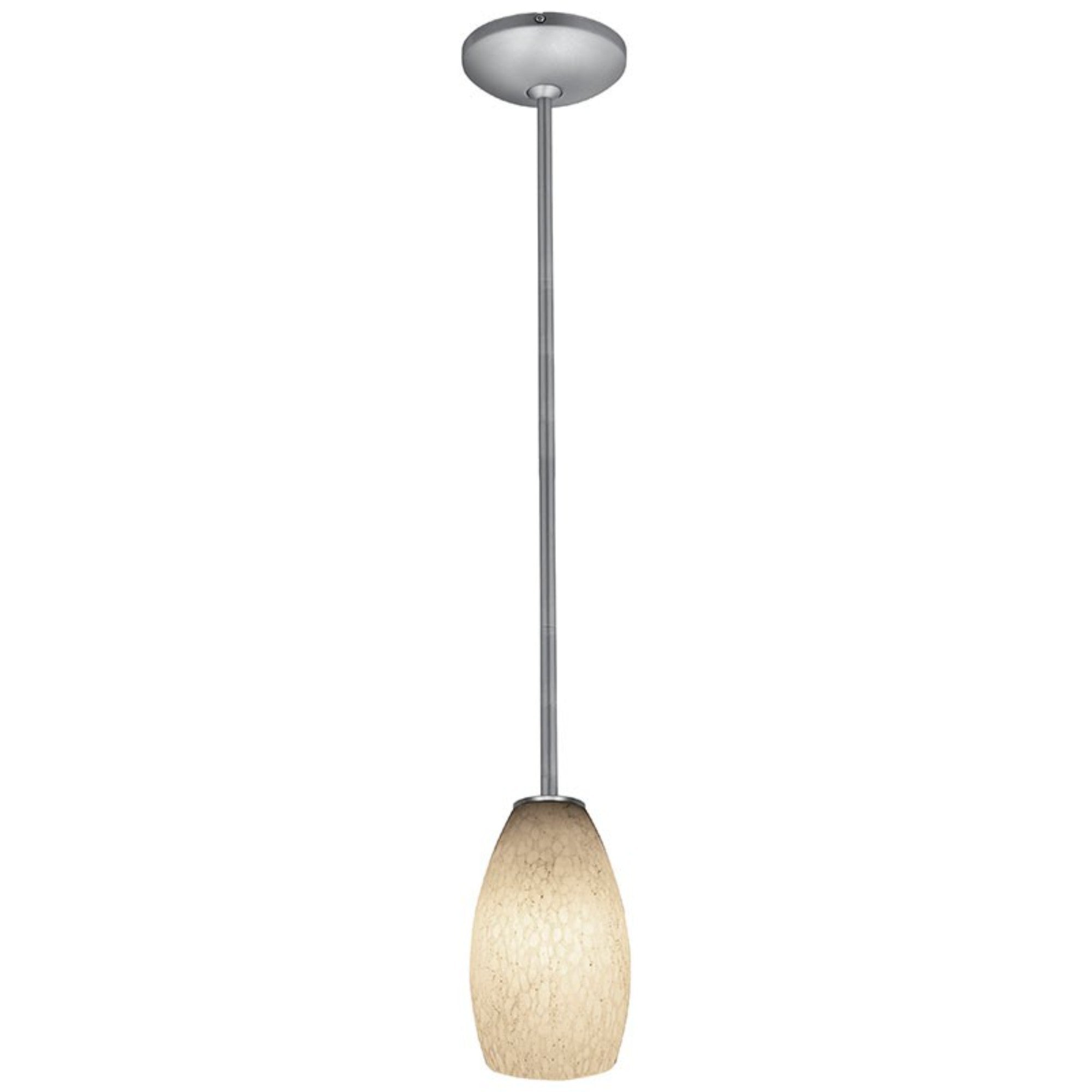 Champagne 9" Pendant, Brushed Steel Finish, White Stone Diffuser, Rod - Bees Lighting