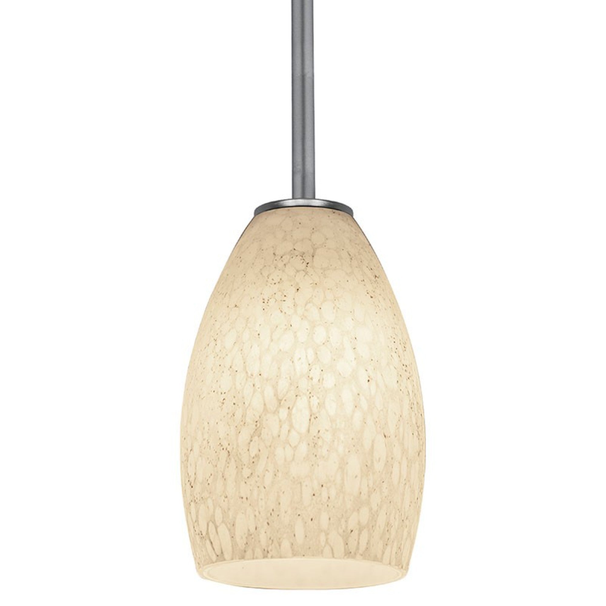 Champagne 9" Pendant, Brushed Steel Finish, White Stone Diffuser, Rod - Bees Lighting