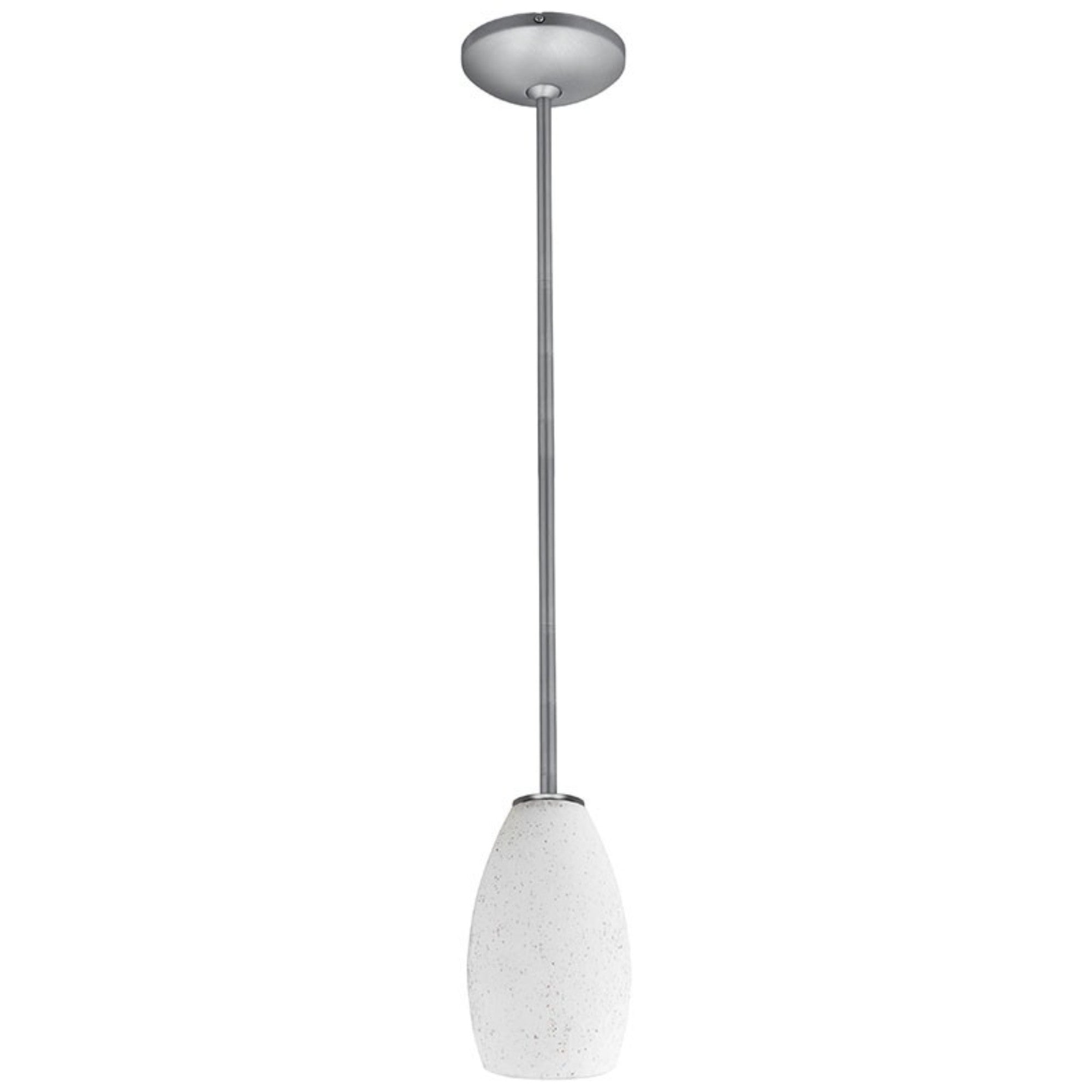 Champagne 9" Pendant, Brushed Steel Finish, White Stone Diffuser, Rod - Bees Lighting