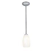 Champagne 9" Pendant, Brushed Steel Finish, White Stone Diffuser, Rod - Bees Lighting