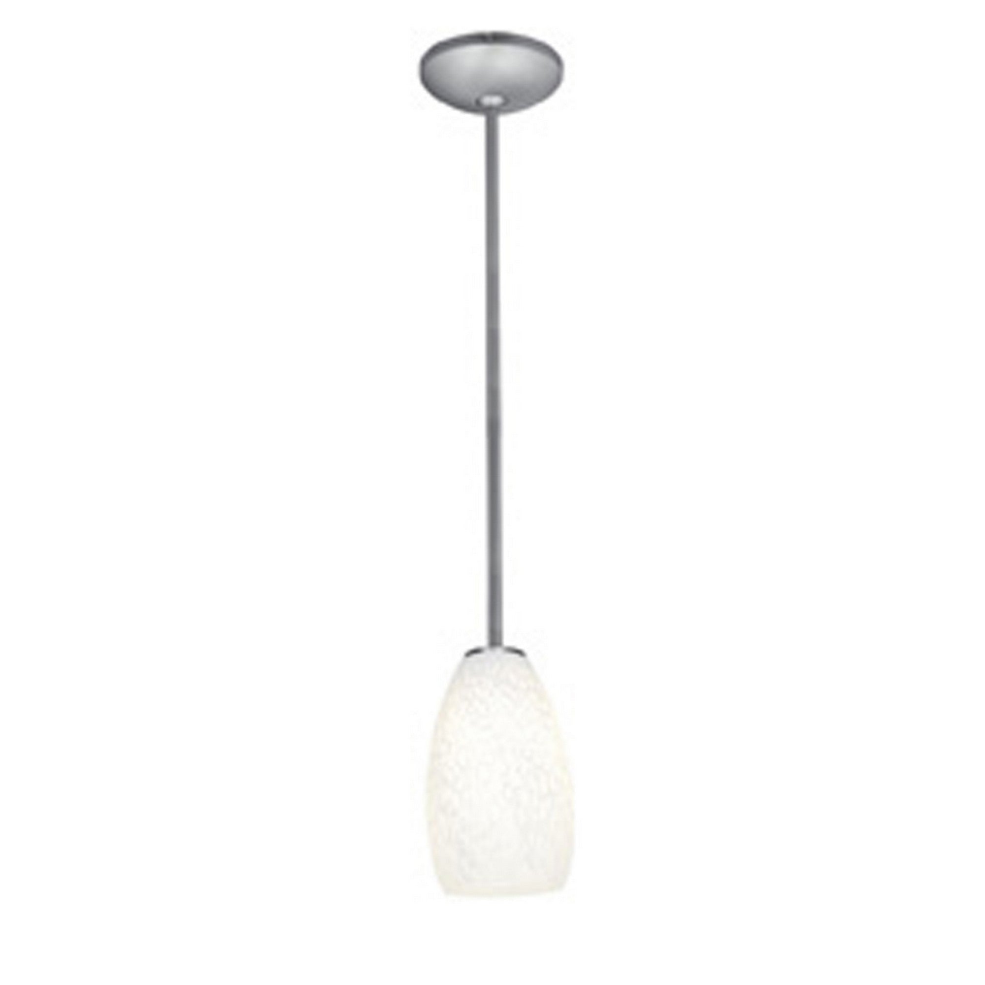 Champagne 9" Pendant, Brushed Steel Finish, White Stone Diffuser, Rod - Bees Lighting