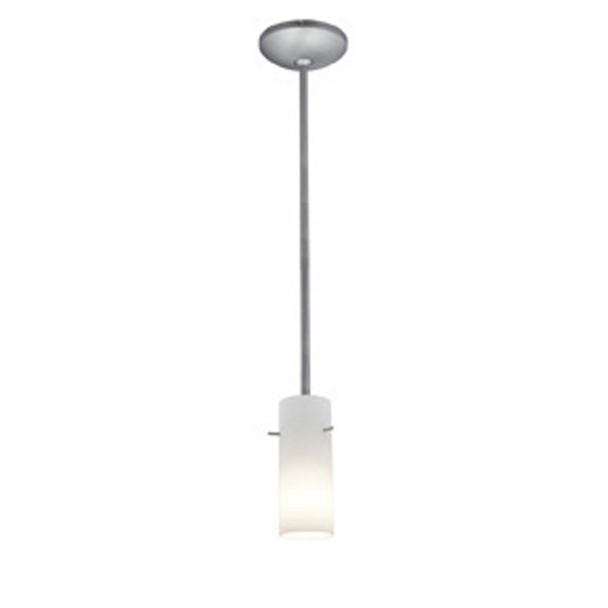 Cylinder 10" Pendant, Brushed Steel Finish, Opal Diffuser, Rod