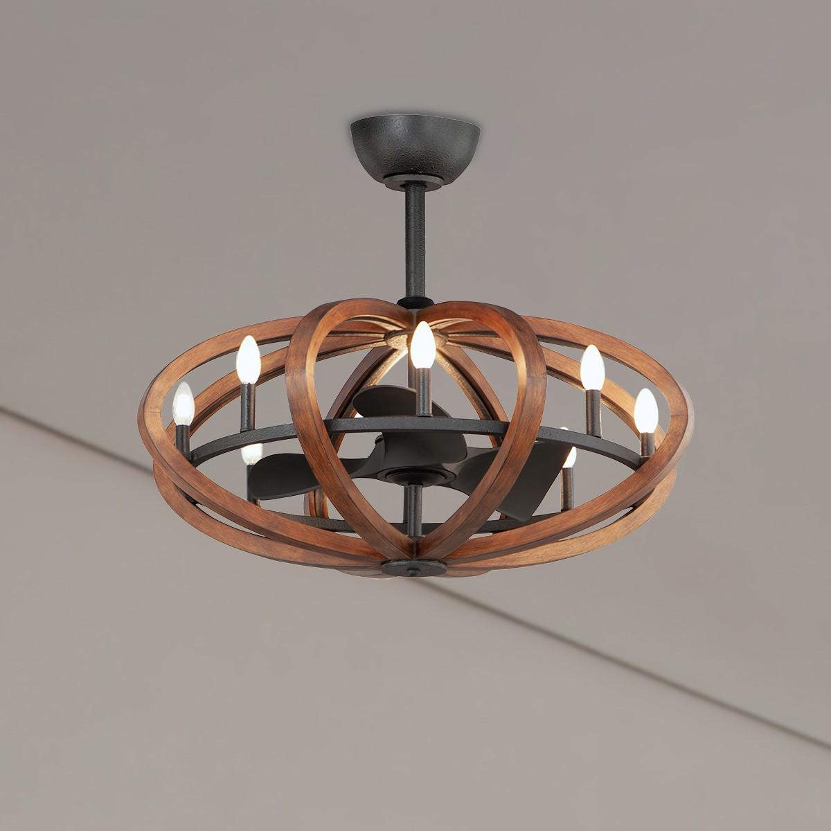 Bodega Bay 8-Light Wifi-Enabled LED Fandelight 36 Inch Antique Pecan and Anthracite Finish - Bees Lighting