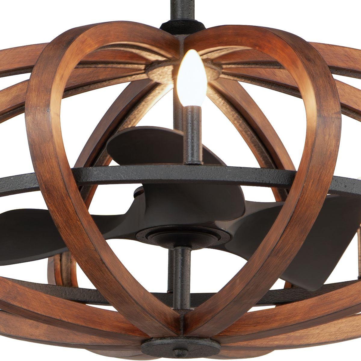 Bodega Bay 8-Light Wifi-Enabled LED Fandelight 36 Inch Antique Pecan and Anthracite Finish - Bees Lighting