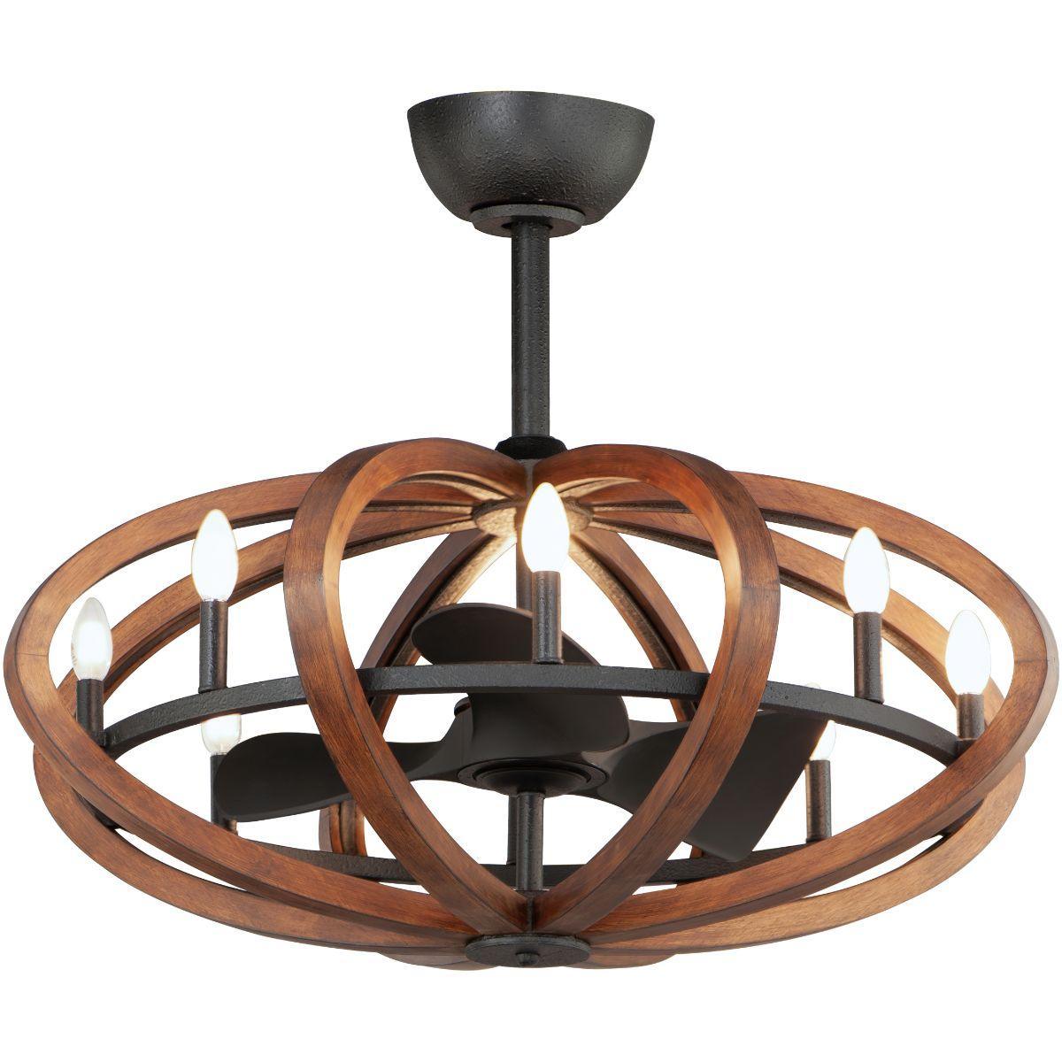 Bodega Bay 36 Inch Antique Pecan/Anthracite Outdoor Smart Fandelier With Light And Remote - Bees Lighting