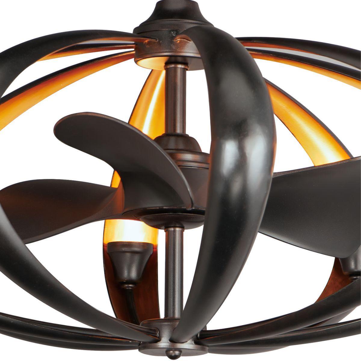 Ambience 33 Inch Bronze/Gold Outdoor Smart Chandelier Ceiling Fan With Light And Remote - Bees Lighting