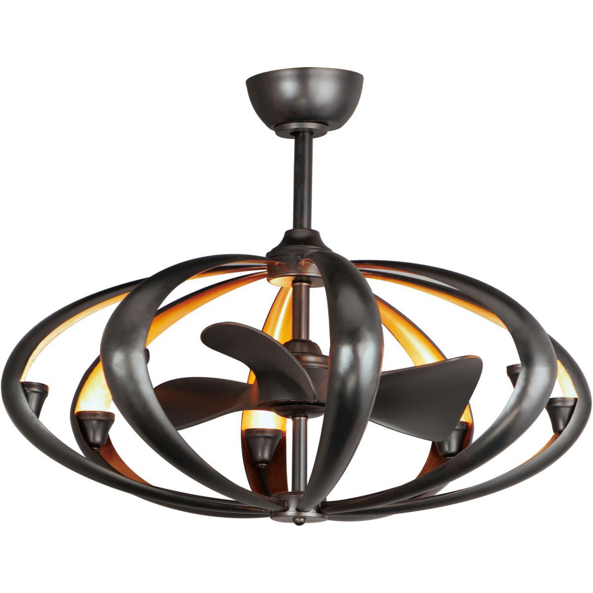Ambience 33 Inch Bronze/Gold Outdoor Smart Chandelier Ceiling Fan With Light And Remote - Bees Lighting