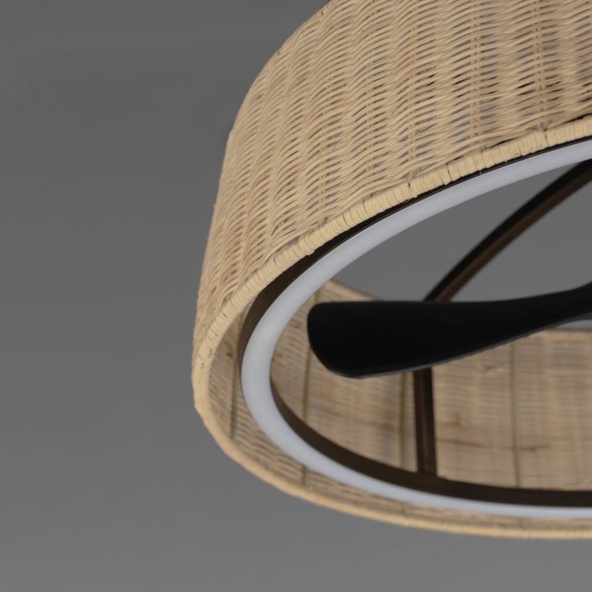 Tulum 29" Wifi-Enabled LED Fandelight Dark Bronze with Natural Rattan Finish - Bees Lighting