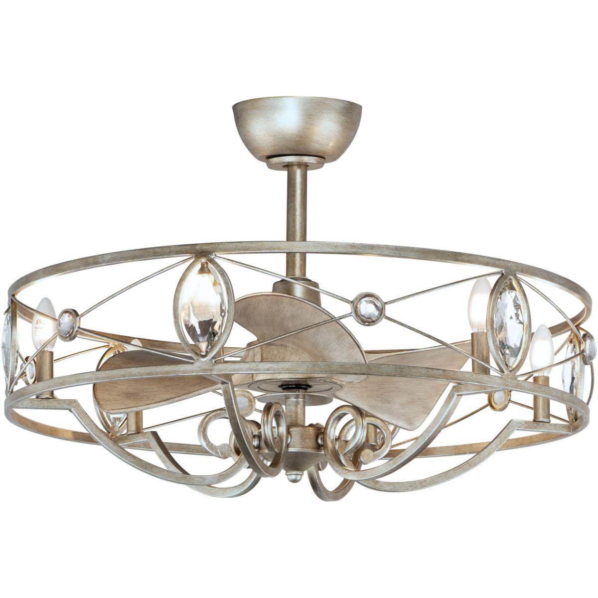 Solitaire 6-Light Wifi-Enabled LED Fandelight 31 Inch Silver Mist Finish - Bees Lighting