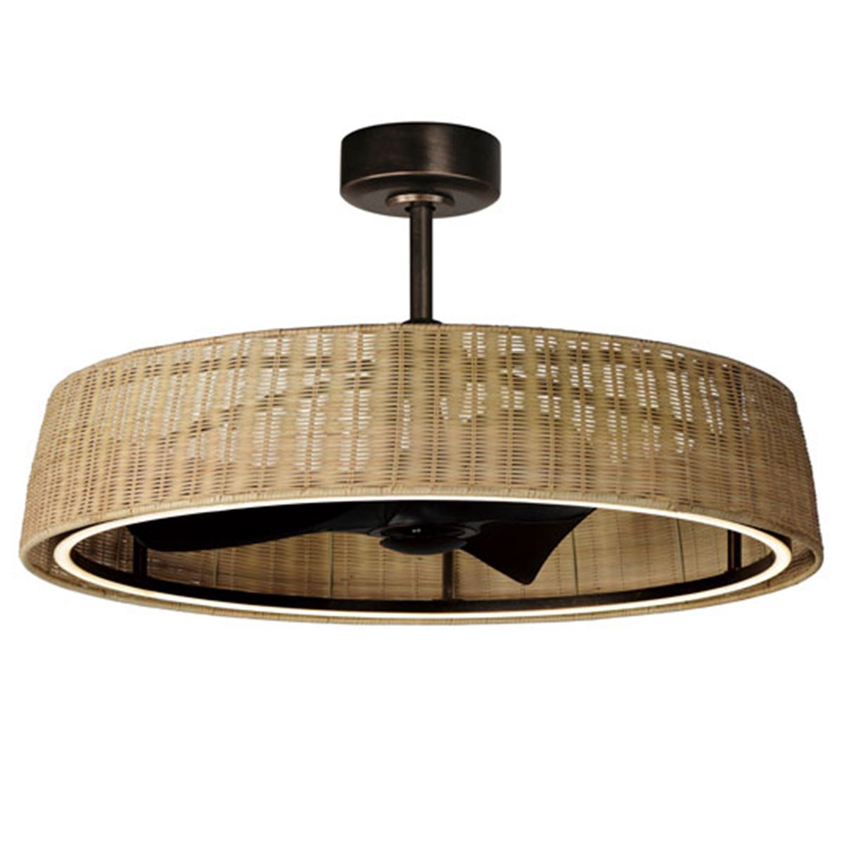 Tulum 36" Wifi-Enabled LED Fandelight Dark Bronze with Natural Rattan Finish - Bees Lighting