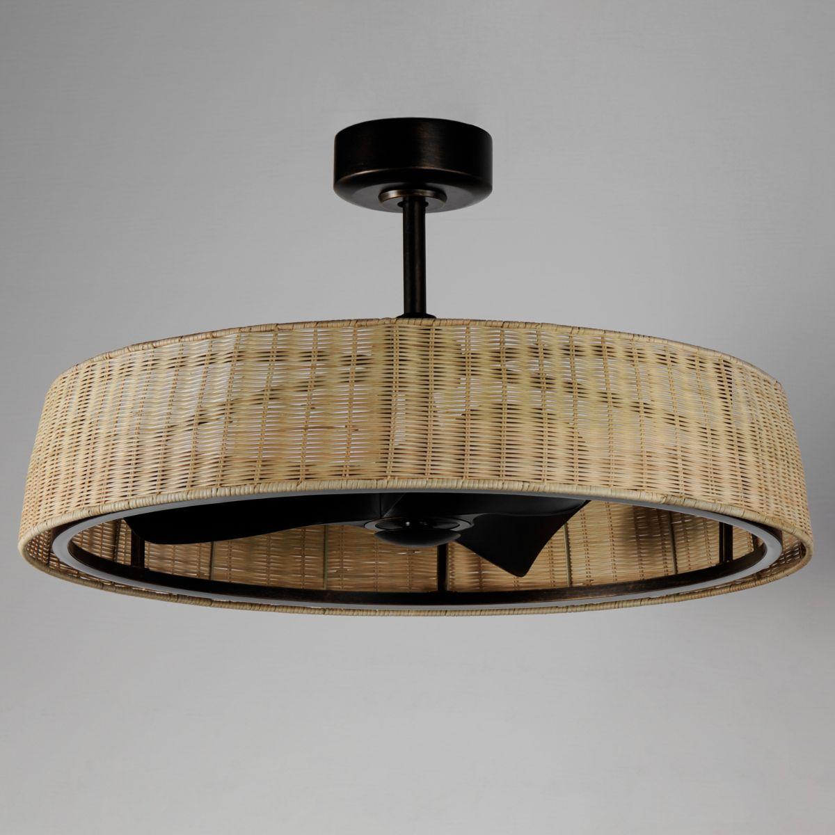 Tulum 36" Wifi-Enabled LED Fandelight Dark Bronze with Natural Rattan Finish - Bees Lighting