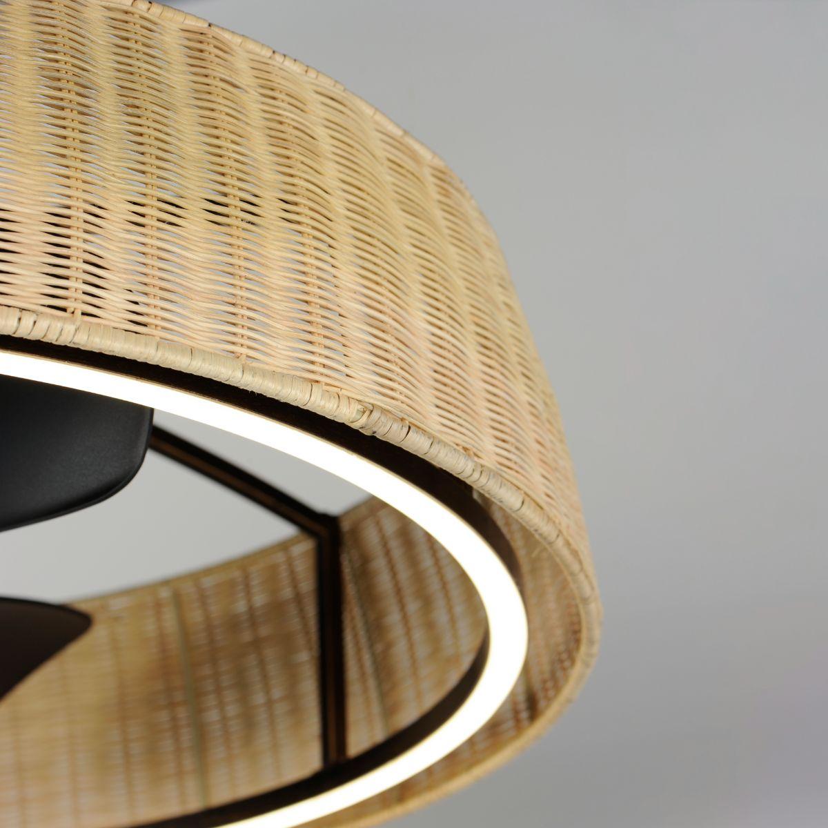 Tulum 36" Wifi-Enabled LED Fandelight Dark Bronze with Natural Rattan Finish - Bees Lighting
