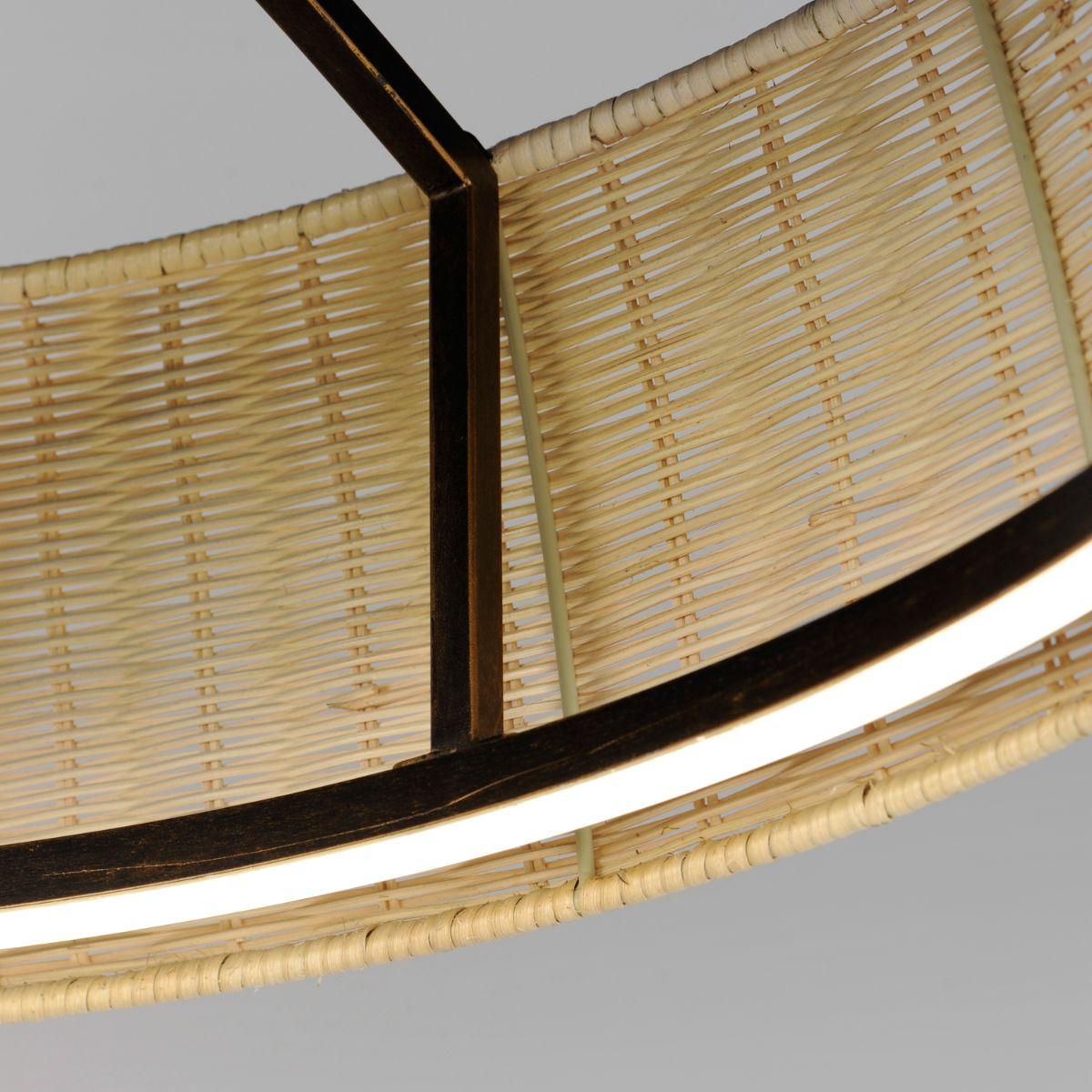 Tulum 36" Wifi-Enabled LED Fandelight Dark Bronze with Natural Rattan Finish - Bees Lighting